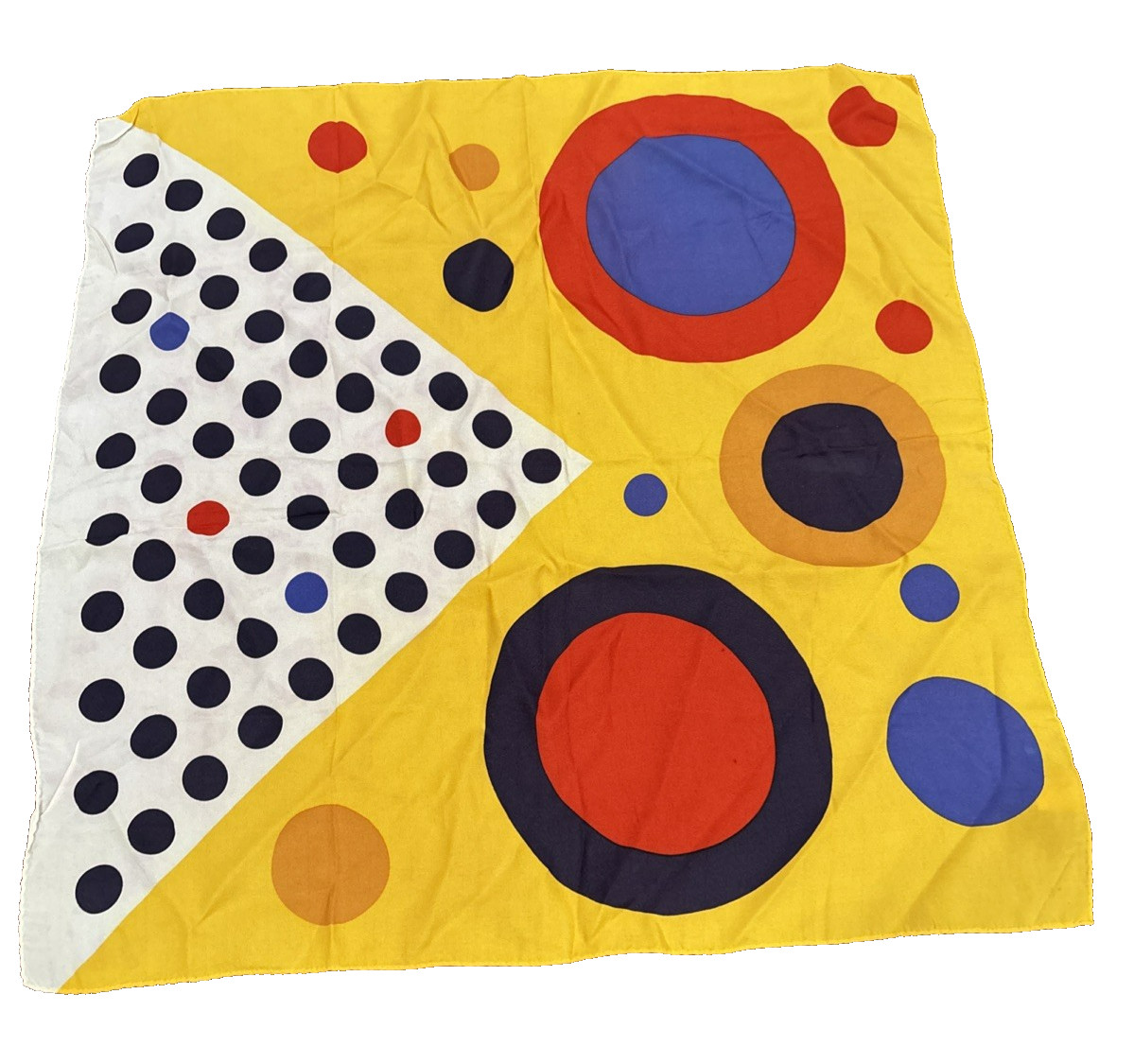 All Acetate Sand Crepe Scarf Abstract Colorful 25″ x 25″ Hand Printed Japan