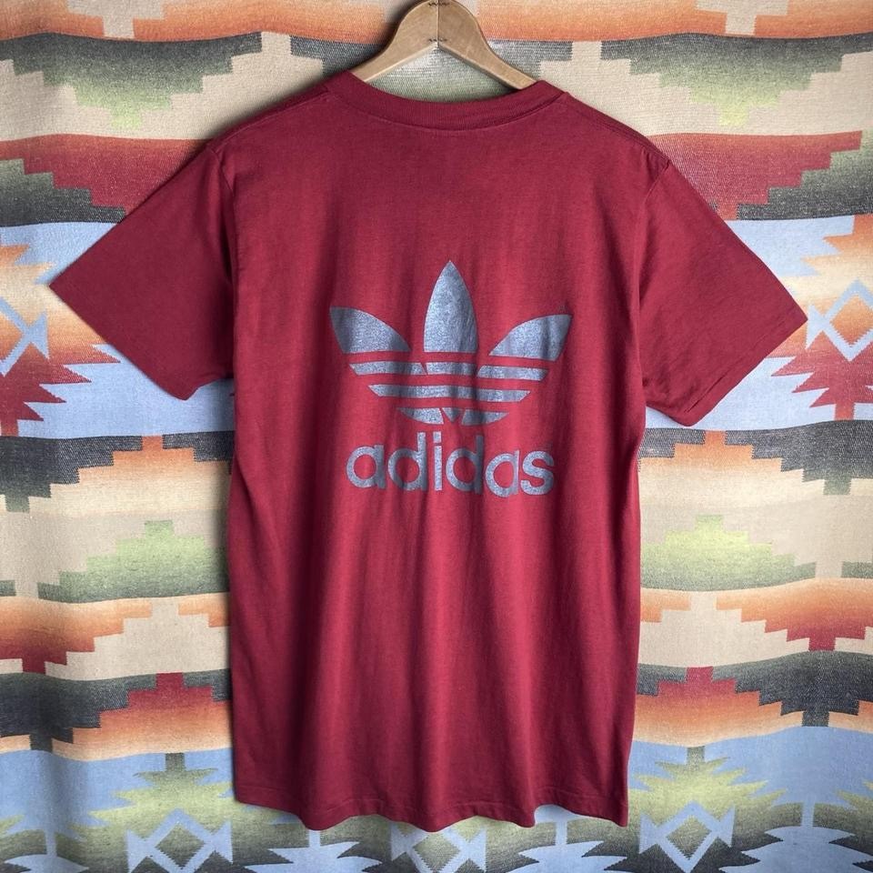 Vintage 80s Adidas Trefoil Maroon T-shirt | Size Mens Large USA 50/50