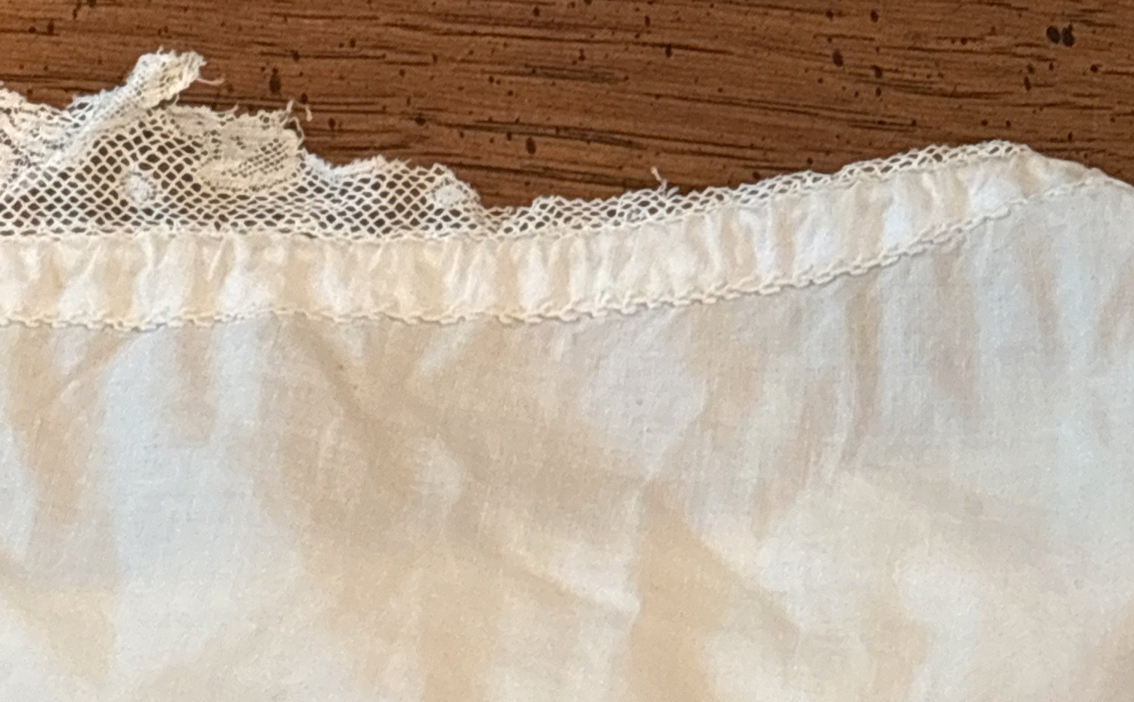 Antique Victorian Edwardian Blouse XS Cotton Lace Off the Shoulders Chemise TLC