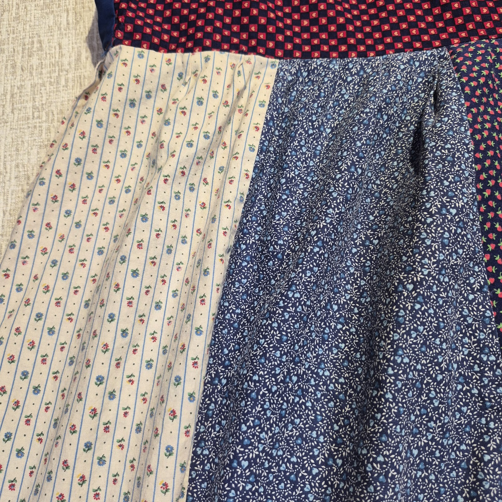 Vtg Handmade Cottagecore Patchwork Dress Boho Calico Gingham No Size See Pics