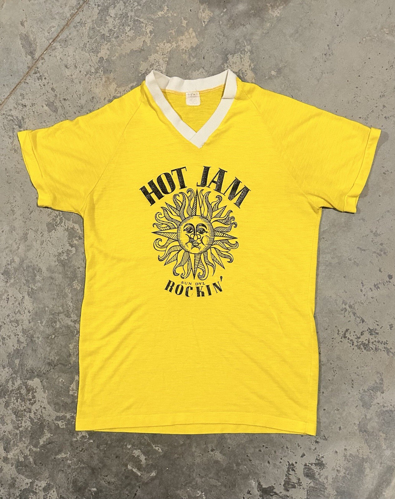 Vintage 1970s Hot Jam Band T Shirt XL Sun Dyl Records Orlon Dodger Sportswear