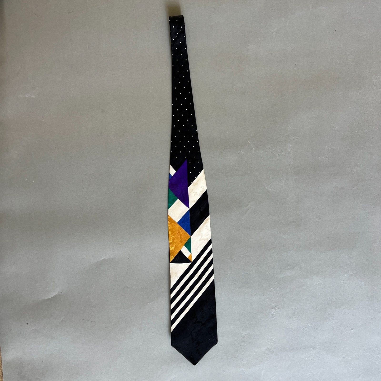 Vintage 90s Pavone 100% Italian silk geometric tie formal indie