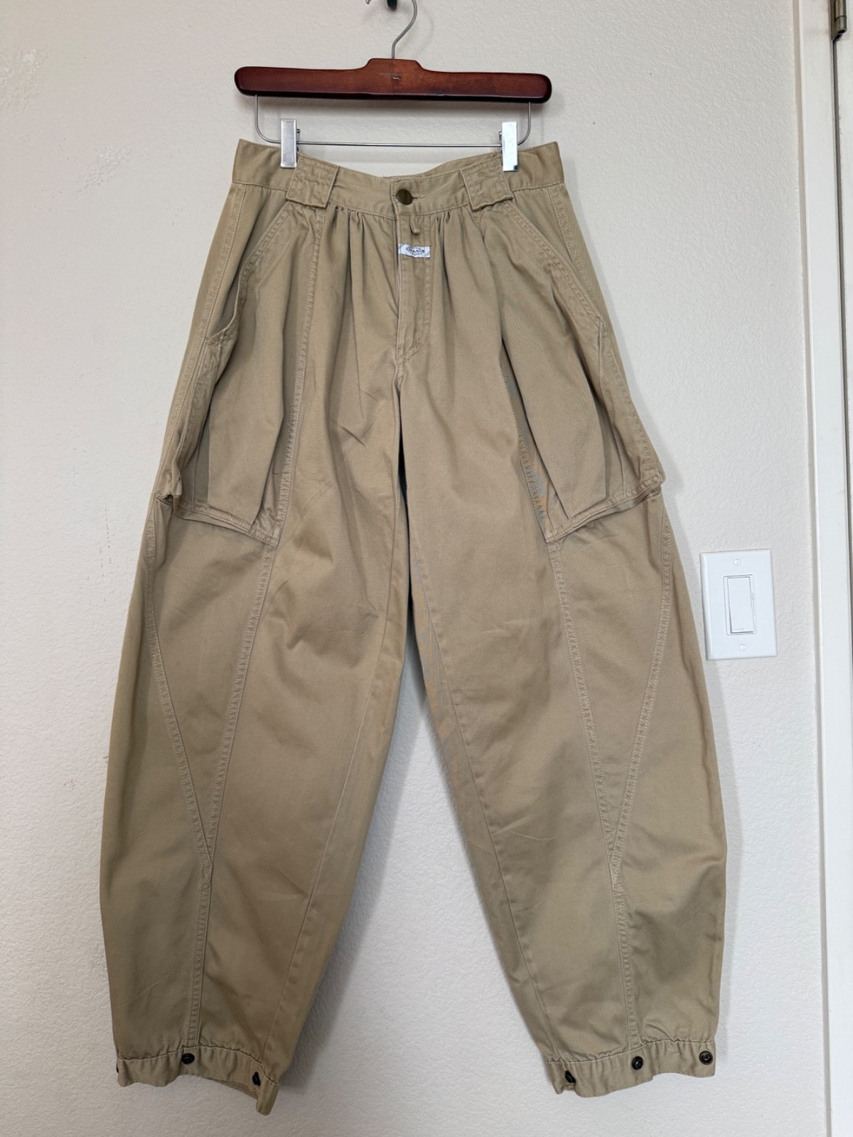 1980s Marithe Francois Girbaud Paneled Beige Balloon Pants w/Patch Pockets *RARE
