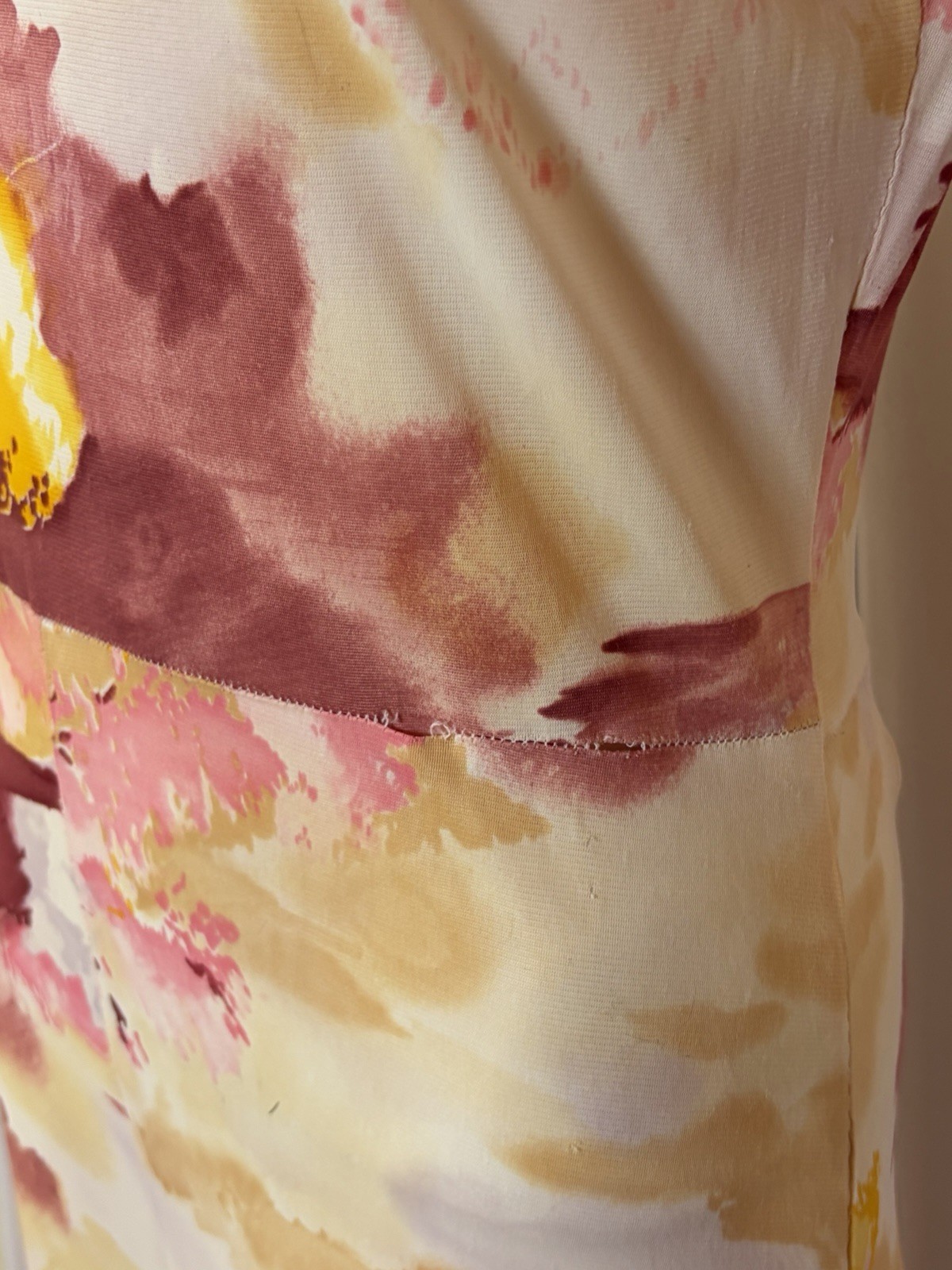 VTG 70s Wide Leg Palazzo Floral Watercolor Psychedelic Acetate Jumpsuit SZ M/L