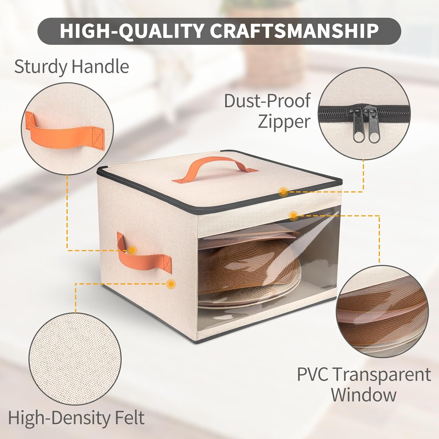 Upgraded Hat Storage Box for Women & Men,Closet Hat Boxes Organizer Bag with Dus