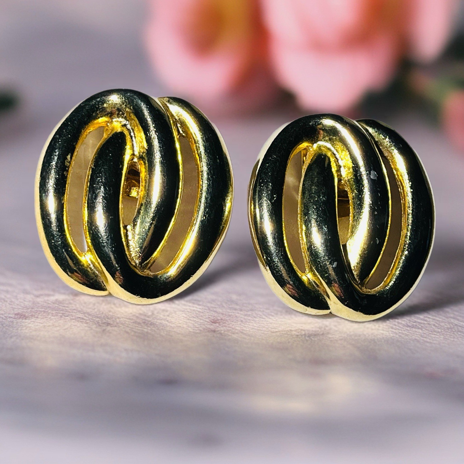 Vintage Gold Tone Interlocking Oval Shoe Clips – 1.25” – Mid Century – c1960s