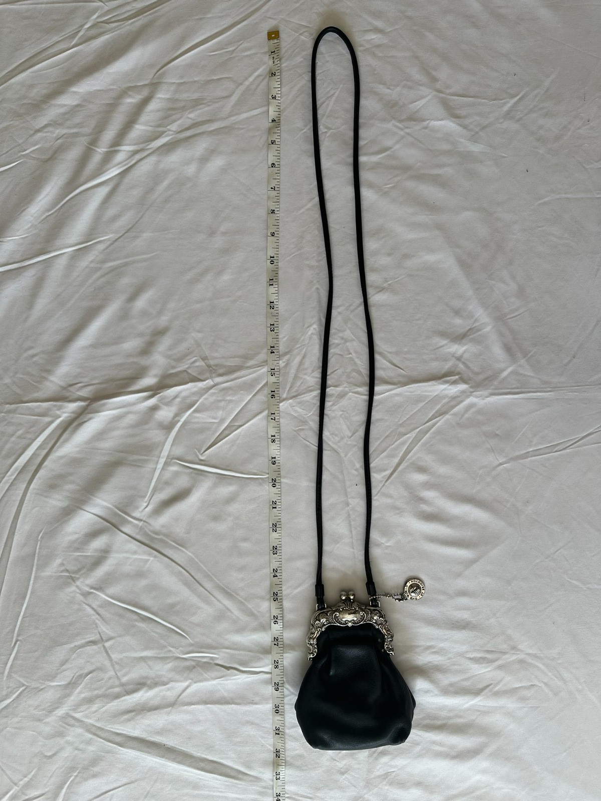 RARE VINTAGE Brighton “One World” Black Leather Stacy Crossbody Purse