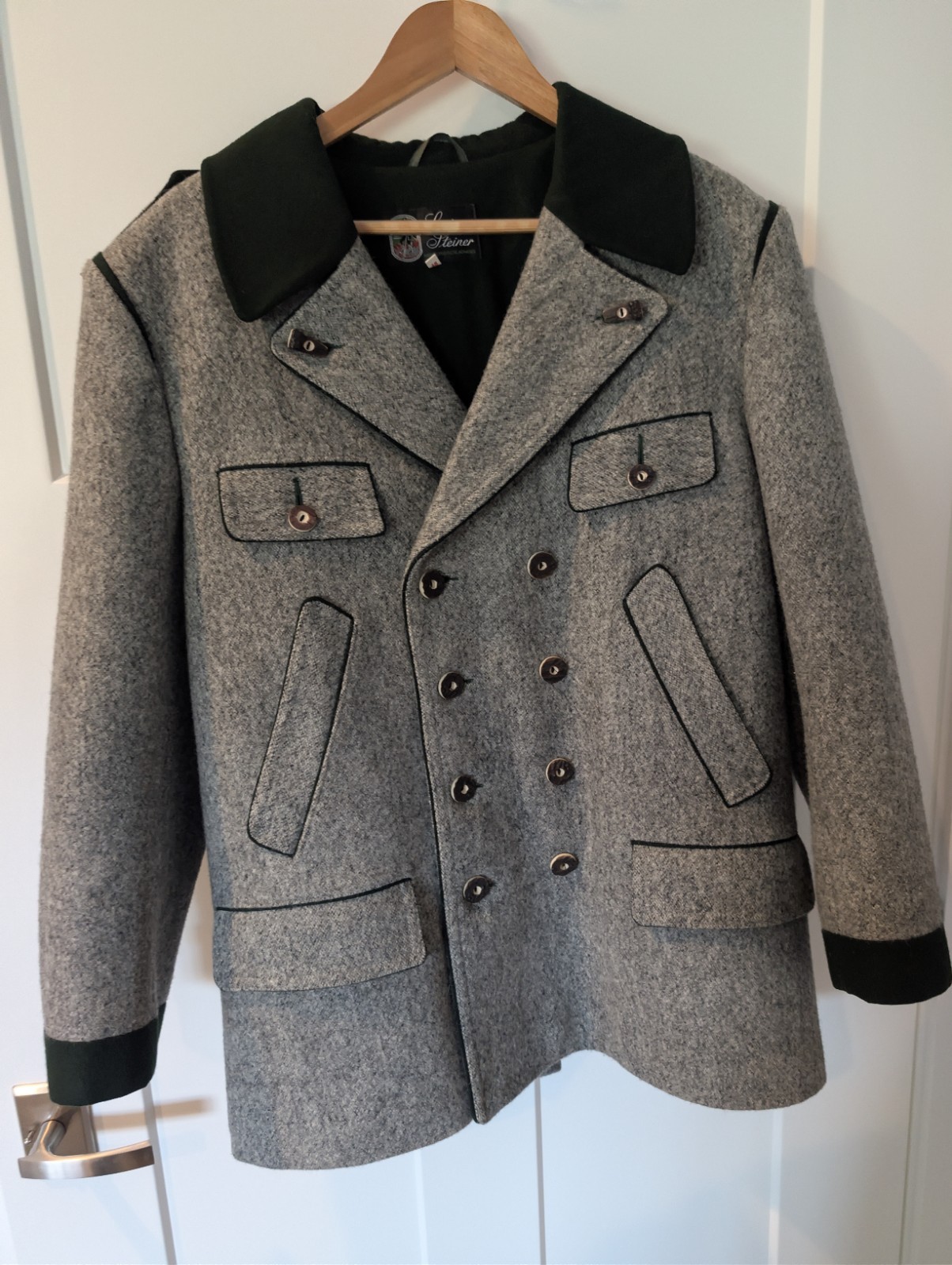 Vintage Loden-Steiner Austrian Wool Jacket Schladminger Trachten Coat Grey EU 48