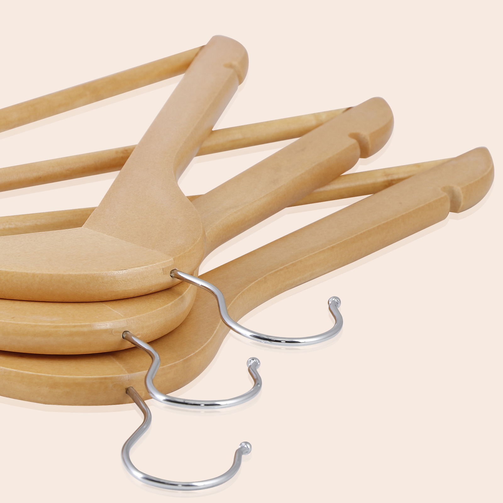 Wooden Coat Hanger Clothes Hangers 50 Pack Natural Wood Pants Hangers with Hook