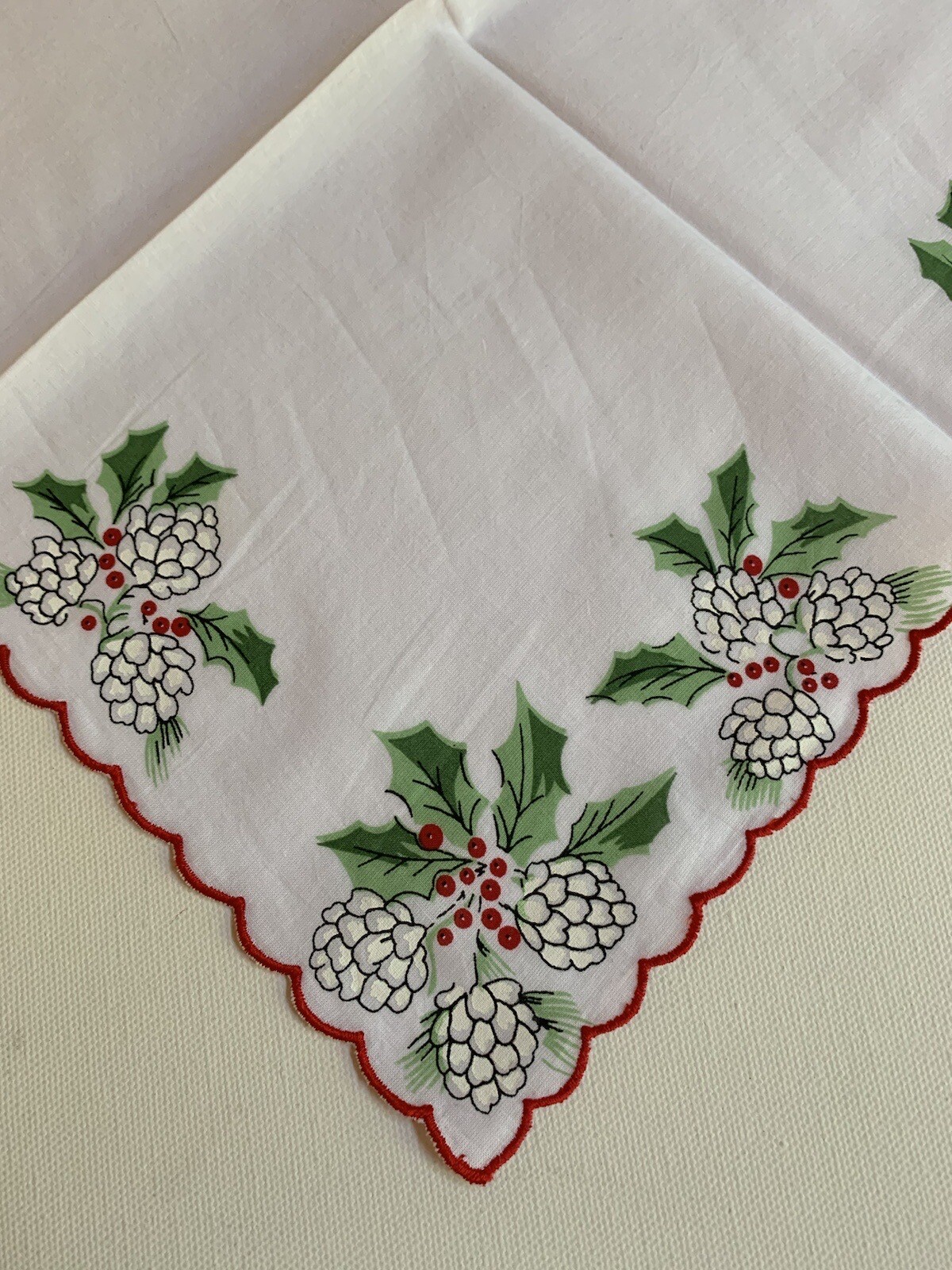 Lovely New LuRay Christmas Hankie Basket Card ~ Mailable Handkerchief Keepsake!