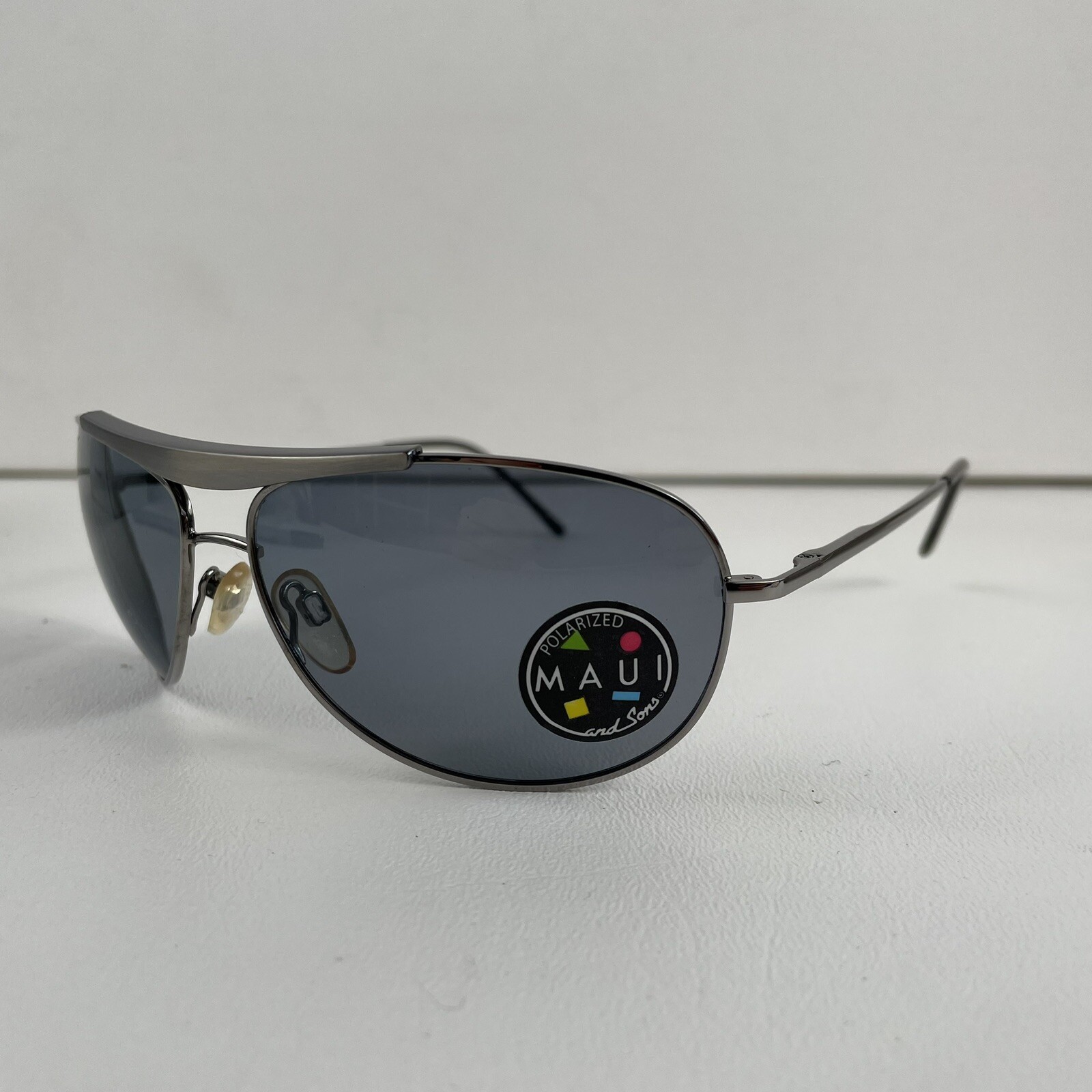🔥VTG 90s Maui & Sons Aviator Silver Alloy Metal Sunglasses NOS Lens Surf🔥