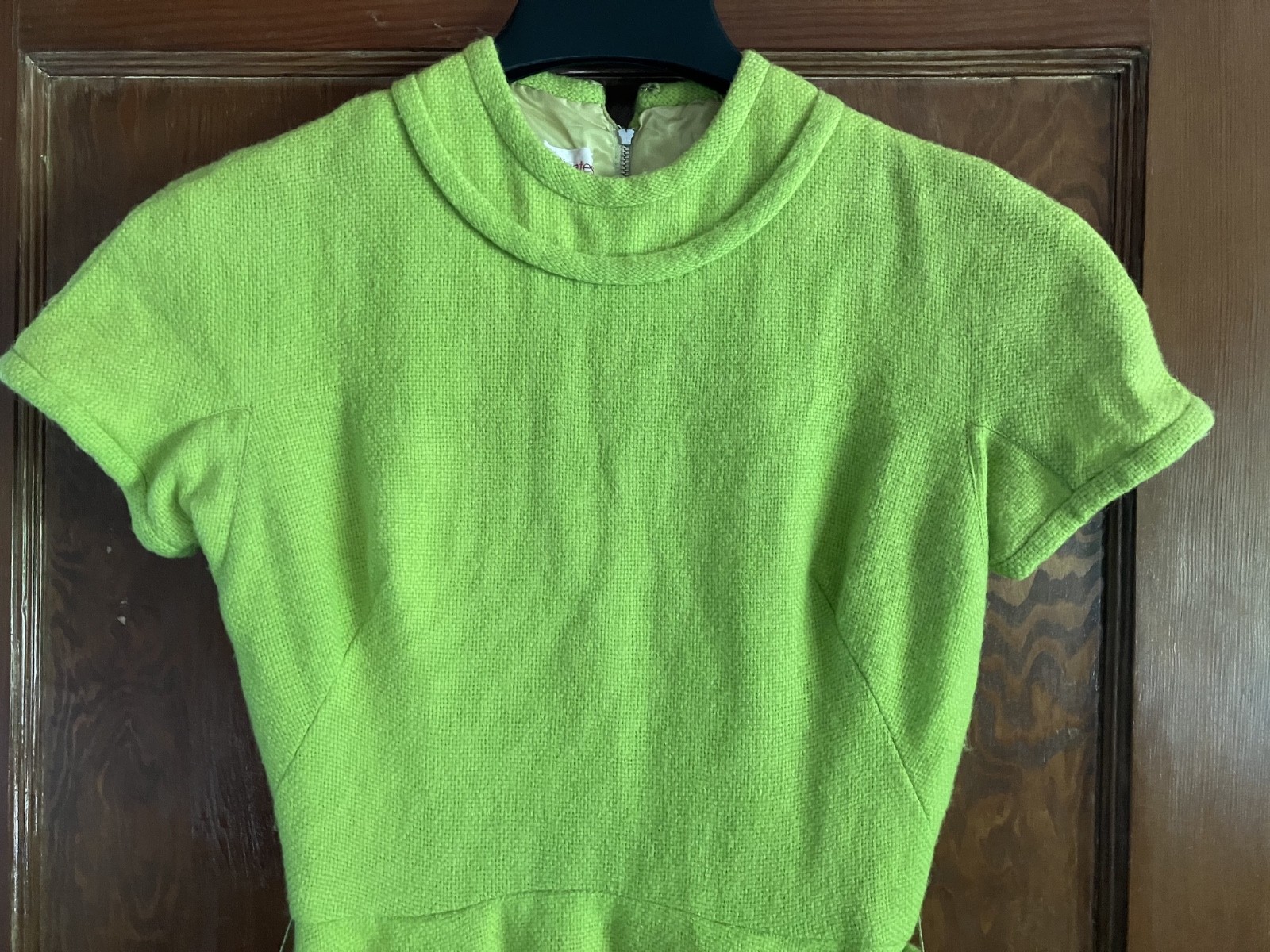 1960’s Chartreuse Green Wool Dress Jr. Sophisticates Sz M