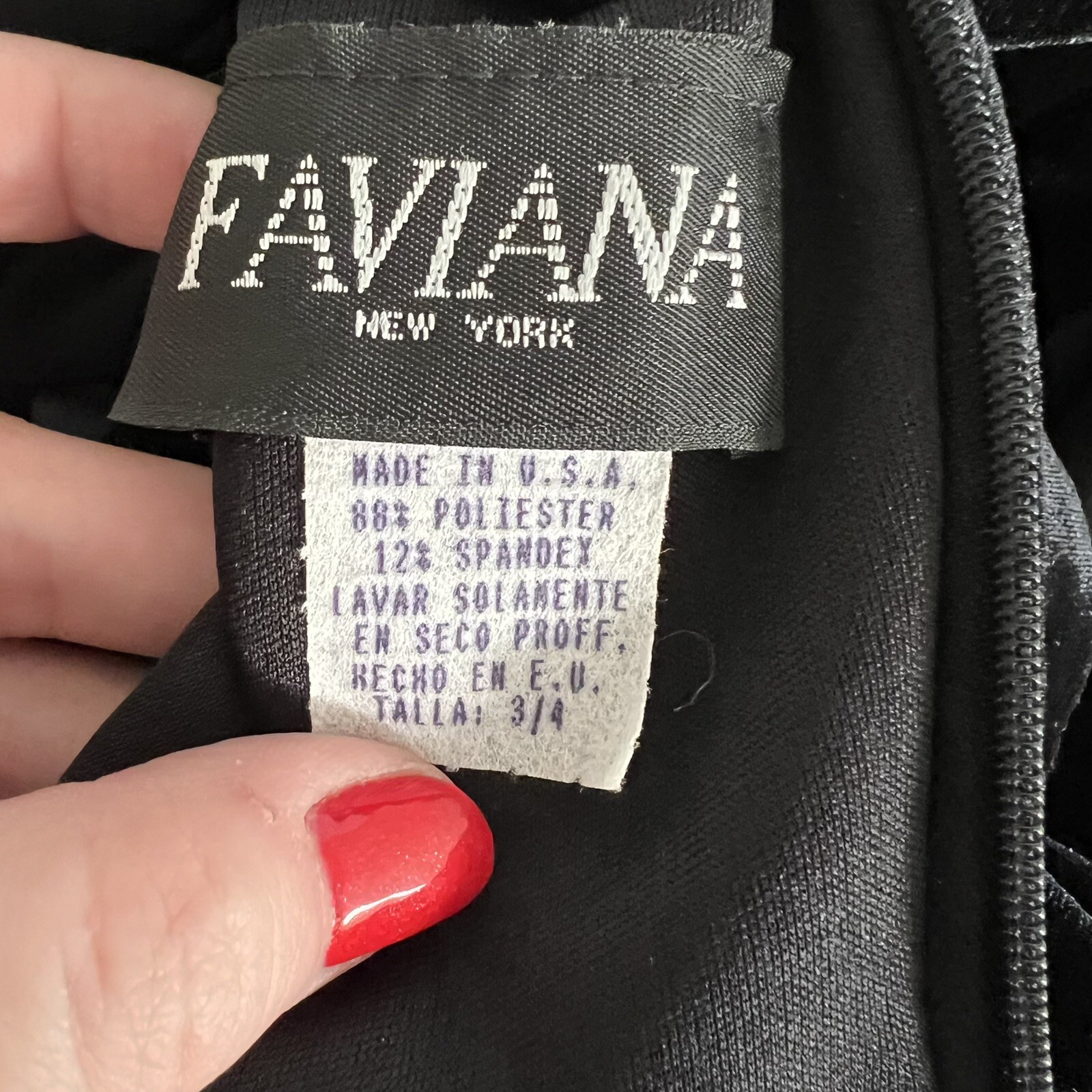 Vintage 90s Faviana New York black velvet mesh strap evening dress size 3/4