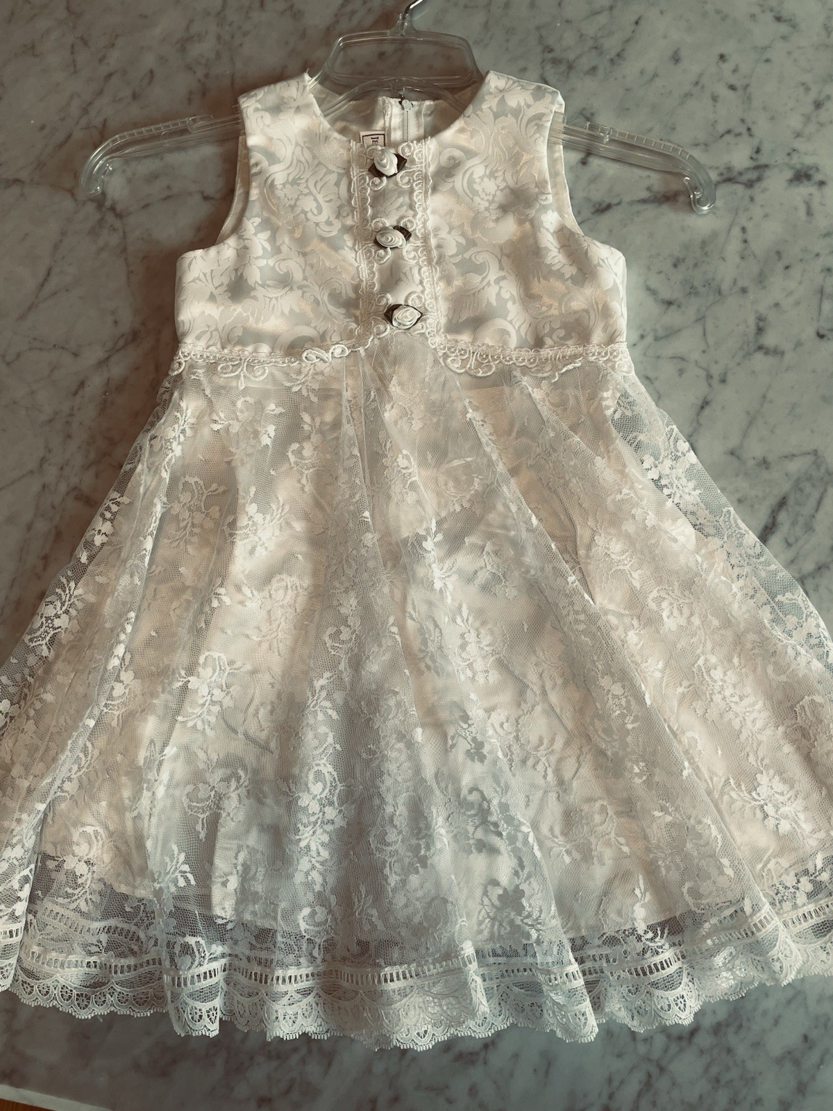 Jessica Mcclintock Girls Size 5 Dress Satin Lace Flower Girl Church Vintage Zip