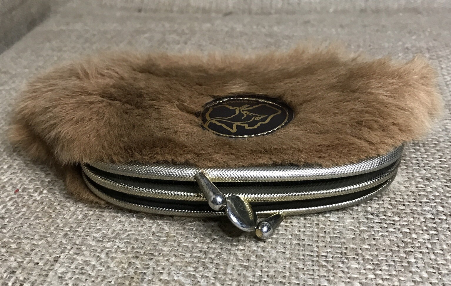 Vintage Genuine Australia Kangaroo Fur Coin Purse with Double Kiss Lock