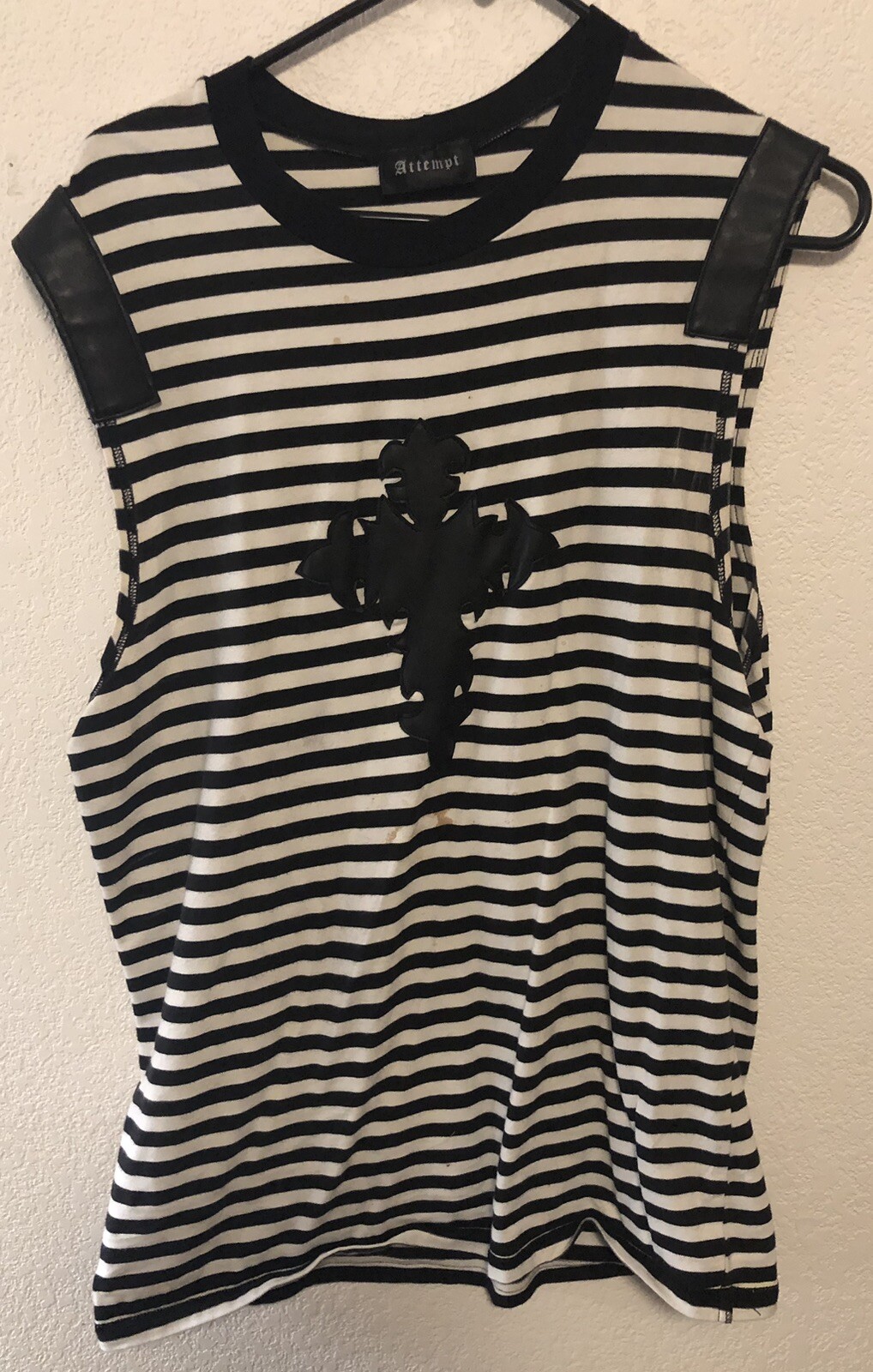 Attempt Gothic Cross Shirt Pleather Cross And Accents Vintage Rare Men’s Large
