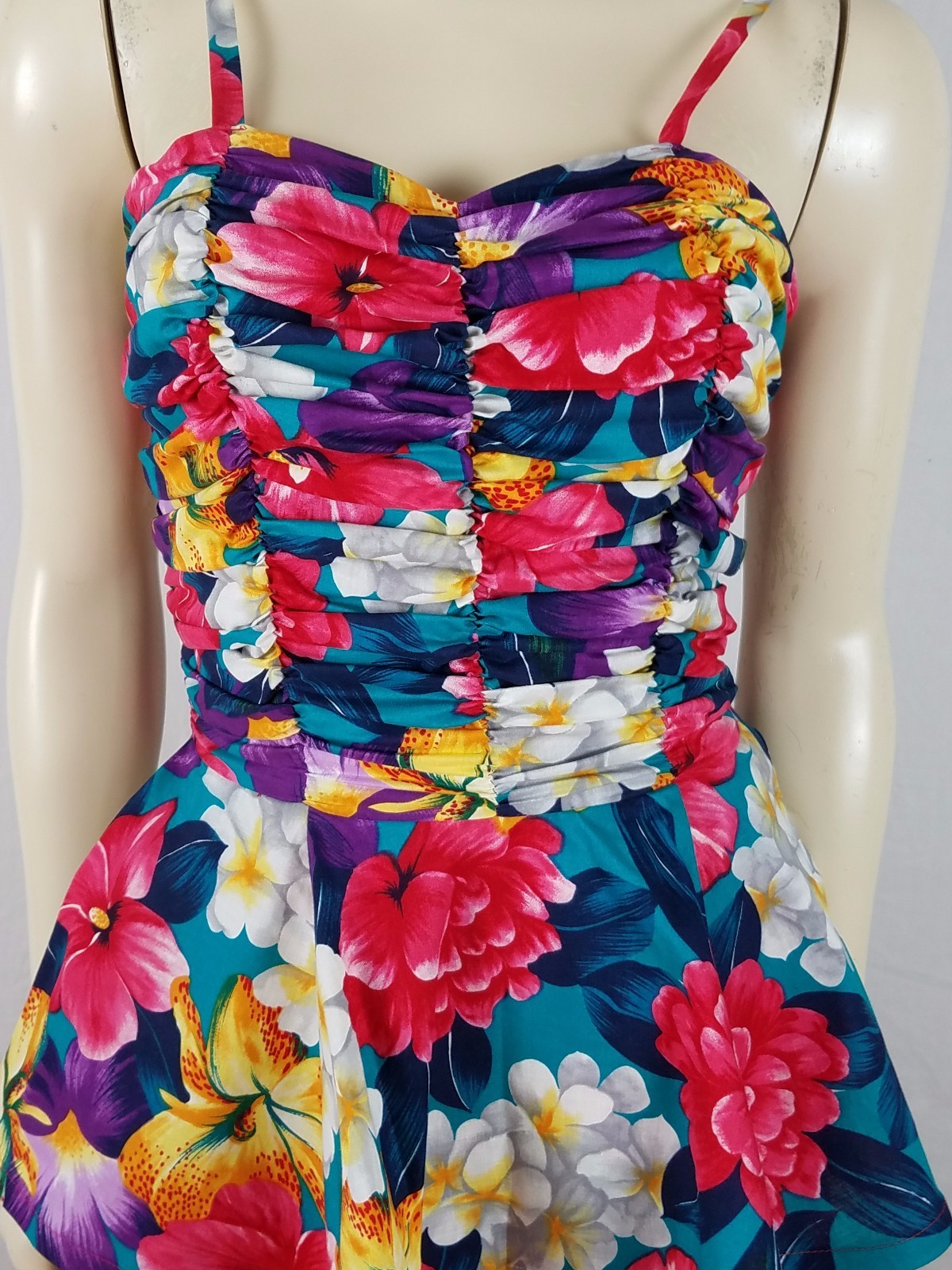 BRENNER Vintage Peplum Floral Bright Colored Multi-colored dress size 7/8