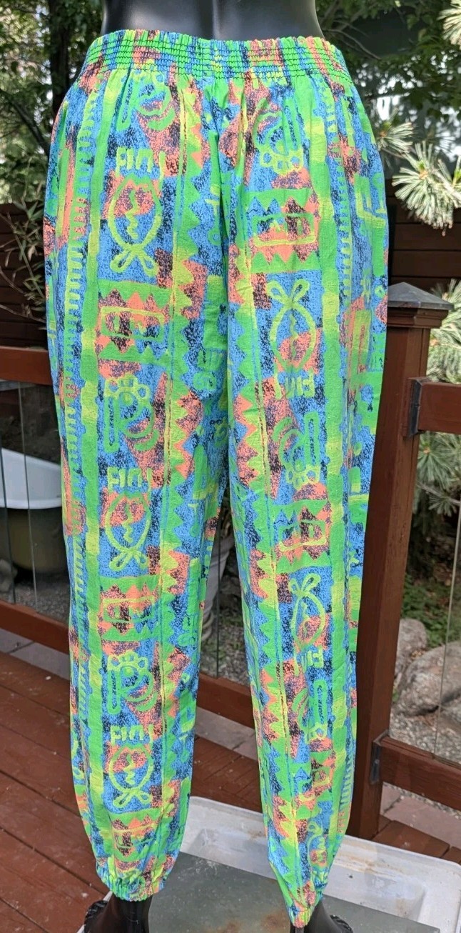vintage 80’s 90’s Abstract Print skater surfer beach gym muscle Pants USA sz S
