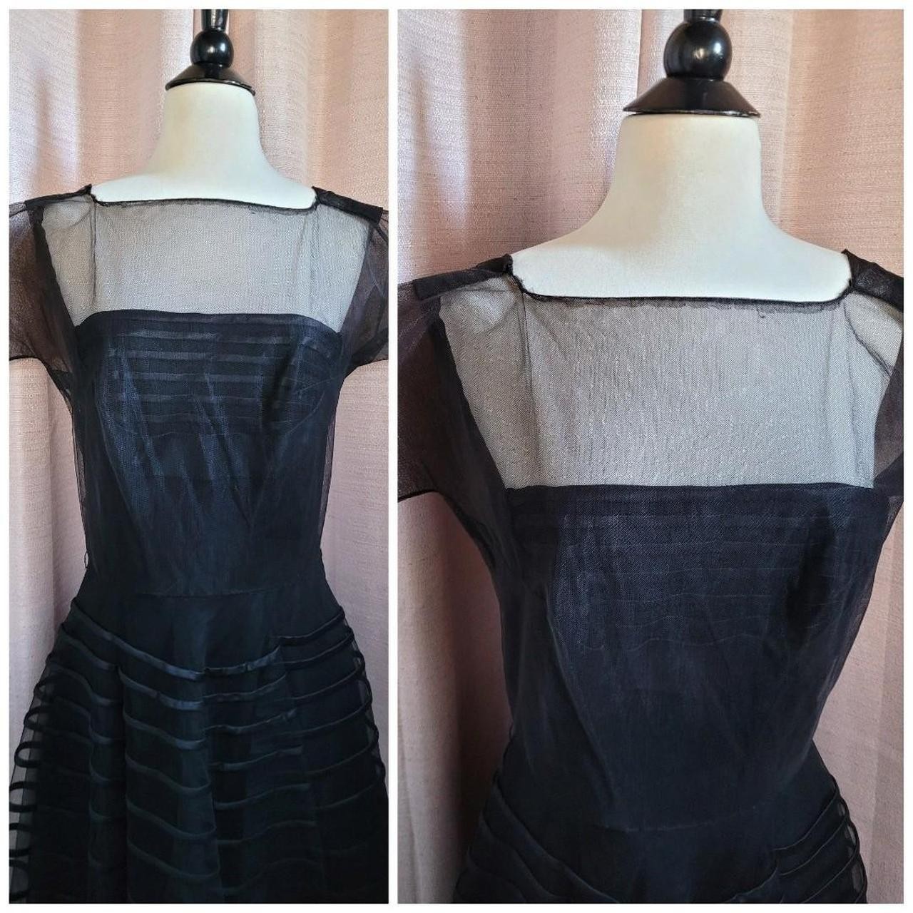 Vintage 1950’s Sheer Black Cocktail Dress/ VLV/ Rockabilly/ Pinup/ Swing