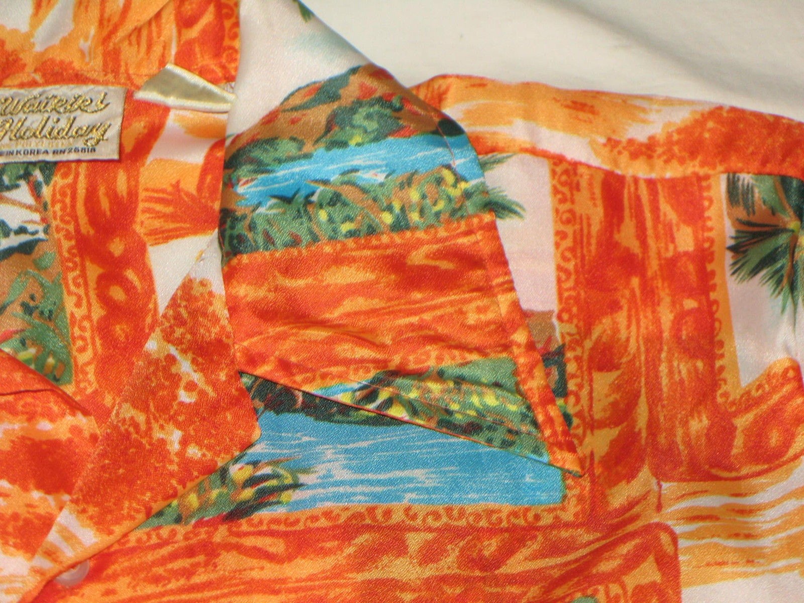 Vintage Waikiki Holiday Hawaiian Shirt Sz S 100% Polyester Korea Made