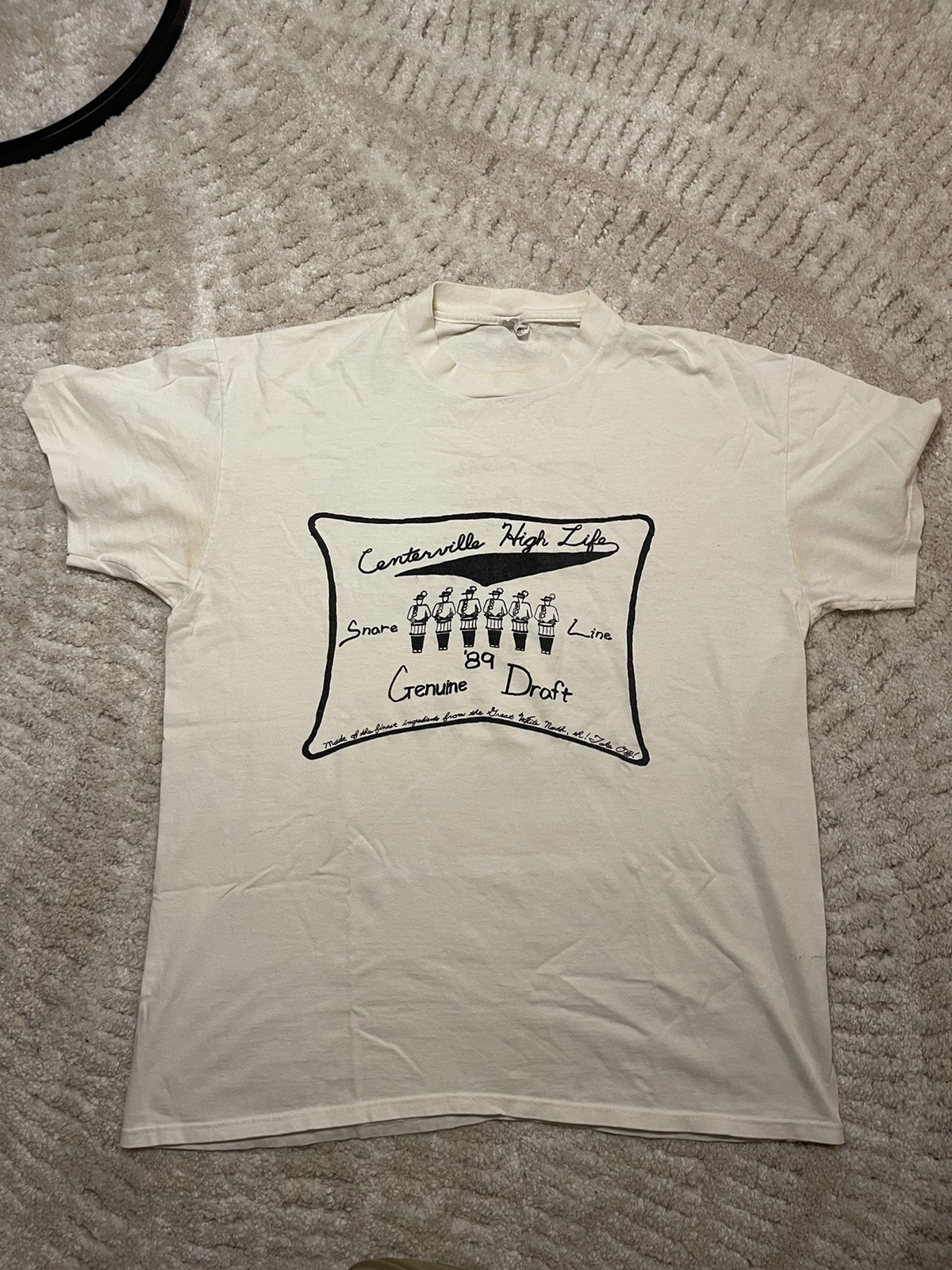 Vtg Stedman Super Hi-Cru Made In USA Single Stitch’s XL White T Shirt 90z design
