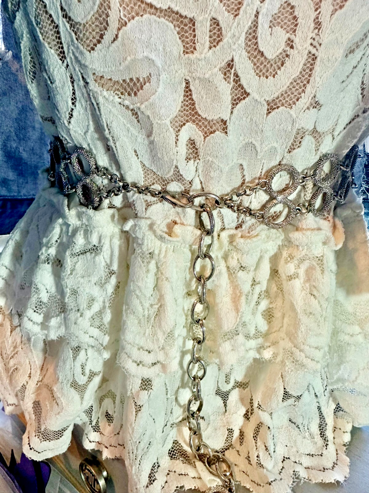 Vintage 1980’s retro link belt | 41 inches Long | Stainless Steel Link Belt