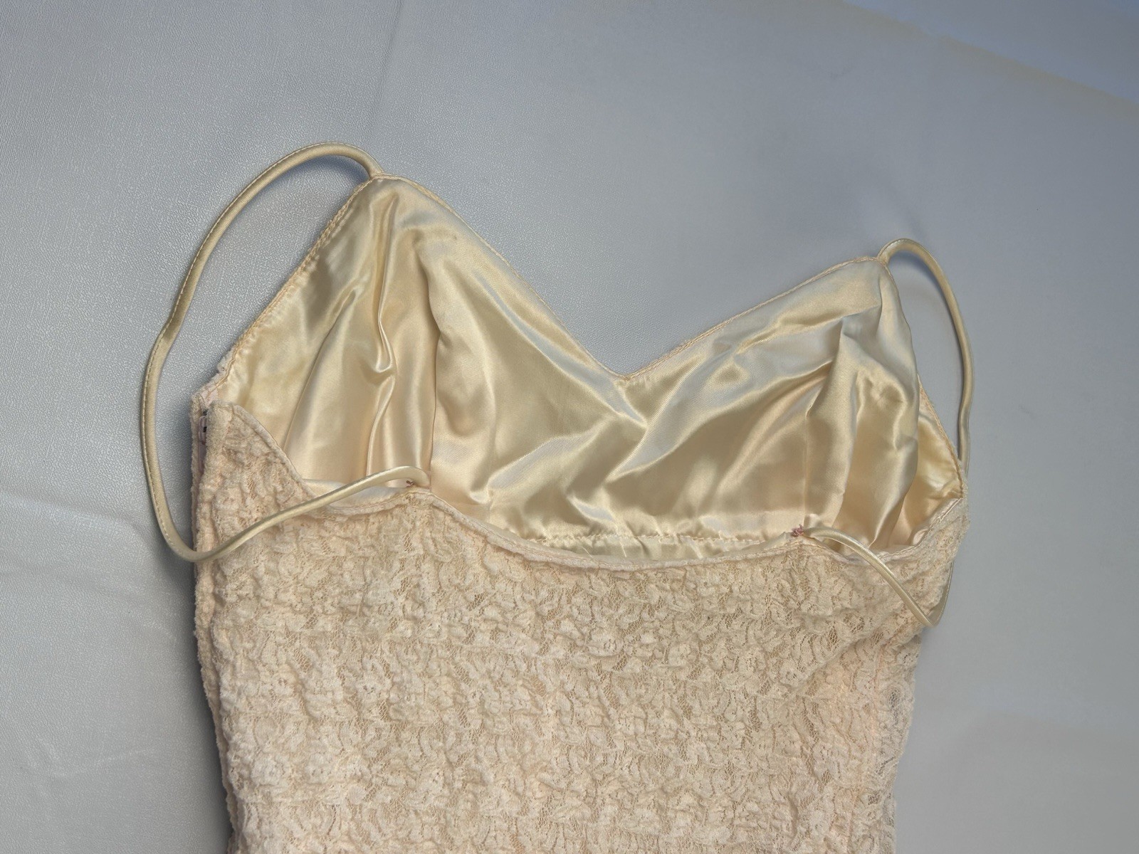 New Leaf Vintage 80s Blush Lace Ruffle Slip Dress Size 3/4 Fairycore Homecoming