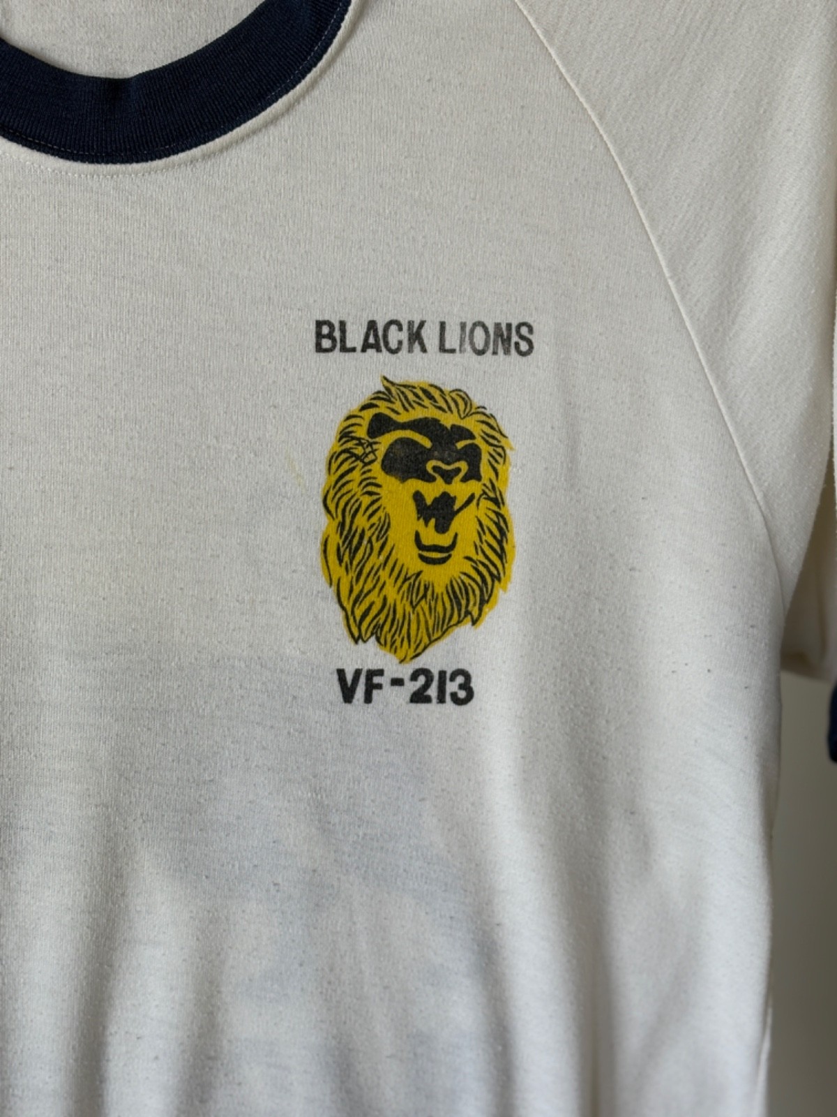 Vintage 70s Paper Thin Black Lions Naval Fighter Squad Ringer T- Shirt Thrasher