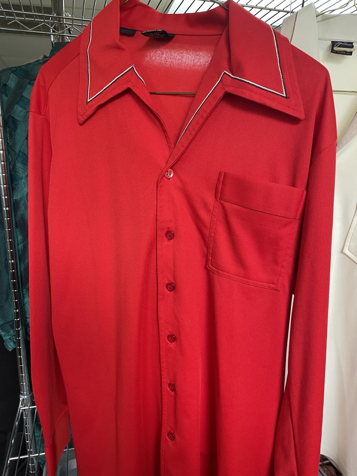 LOT 3 Vintage 70s Joel California Disco Dagger Collar Rock Mod Shirt Mod Large