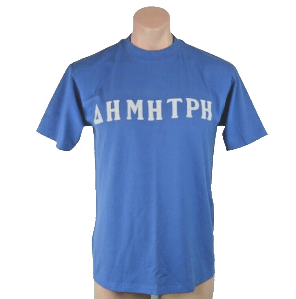 Single Stitch Vintage 90s AHMHTPH Greek Festival Cardiff CA Felt Letters Tee L