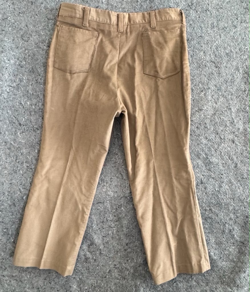 Vintage Harris Slacks Corduroy 2 Piece Set Vest Pants Tan 70s 80s Suit Mens M L