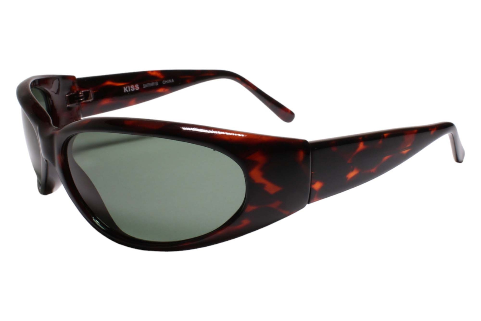 Old Stock Y2K True Vintage Wrap Around Oval Shape Green Lens Tortoise Sunglasses