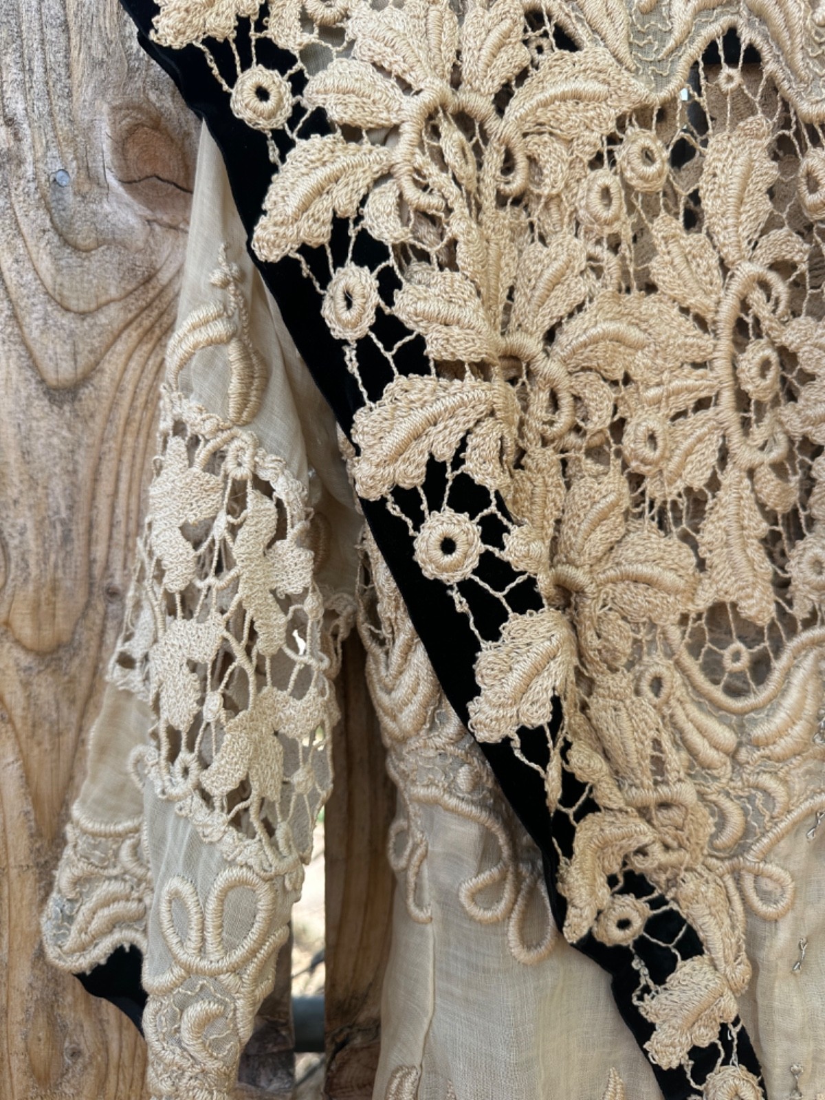 Edwardian Hand Made Irish Crochet Lace and Velvet Blouse Bodice Rare Antique