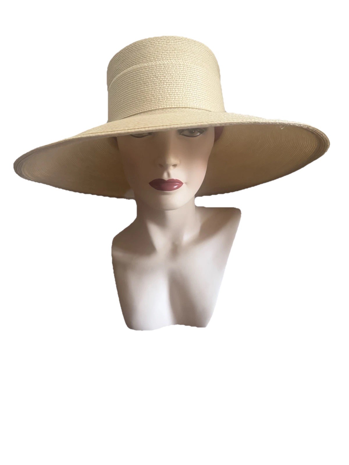 Vintage Frank Olive Straw Hat For SAKS Natural Wide Brim Fits S/M Wheat Color