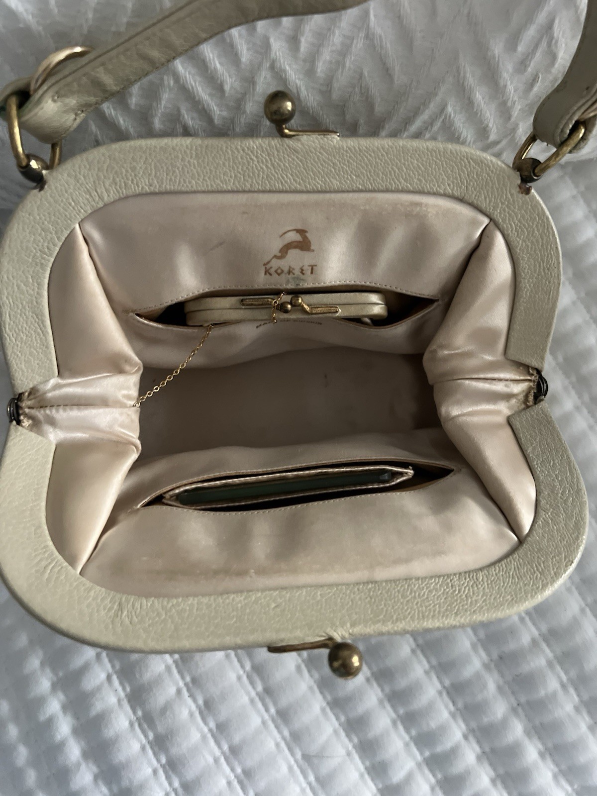 mid-century vintage Koret “Cabretta” soft leather handbag, popular 1950s,60s