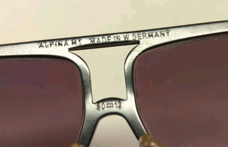 Vintage ALPINA M1 60-12 Sunglasses Black Miami Vice Made In Germany, Exc Cond