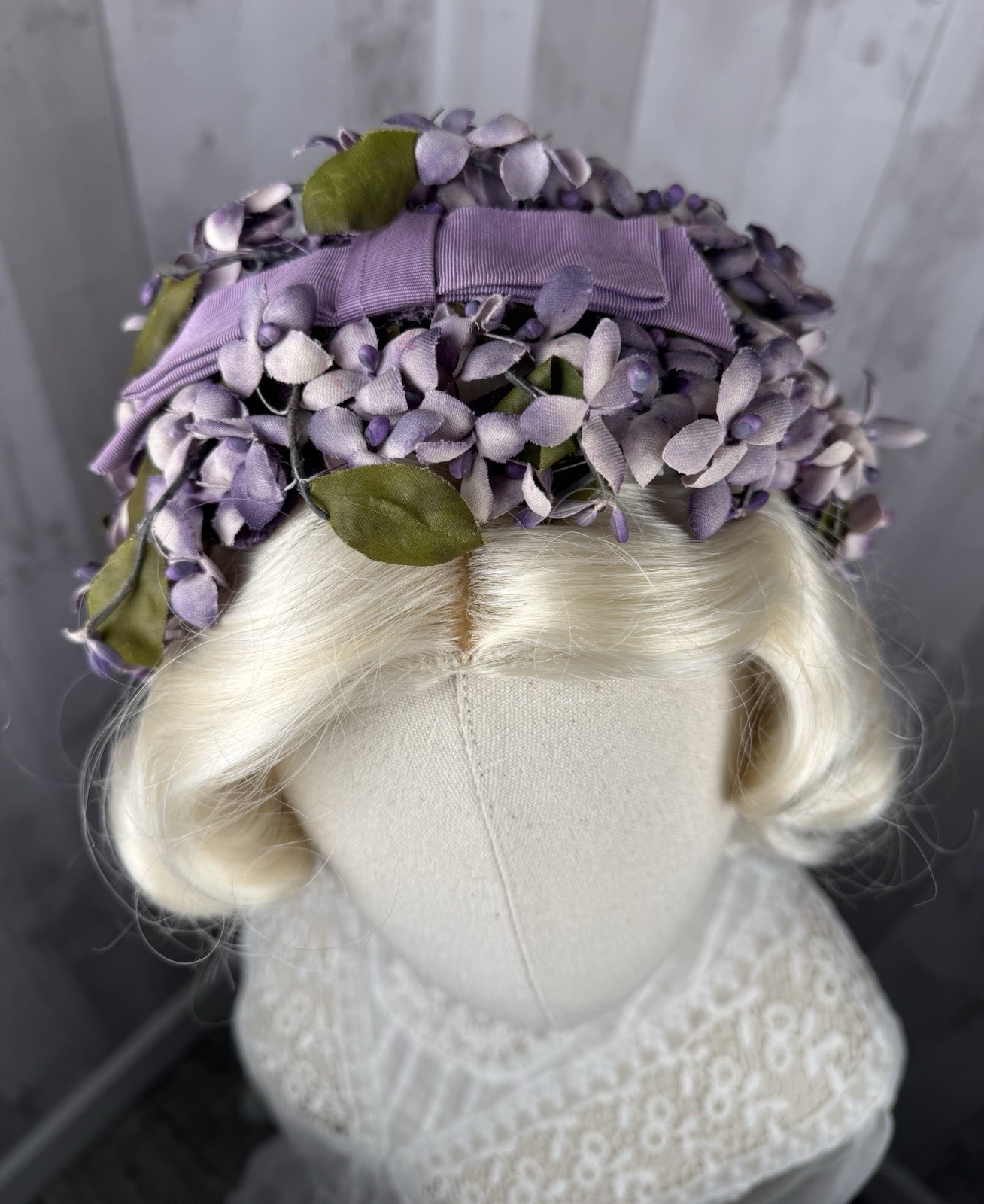 Vintage 1950s HAT Purple Lilac Flower Headband Whimsical Bridal Headpiece Rare
