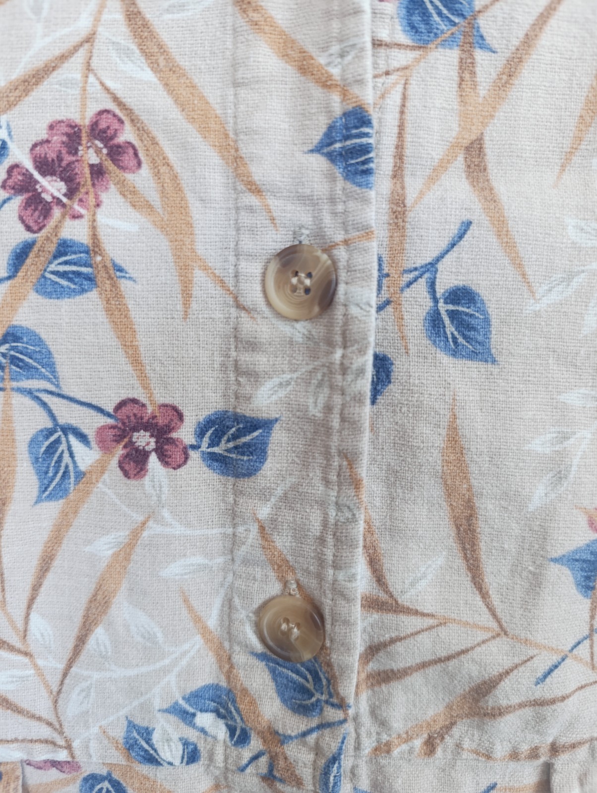 Vintage 90s Erika & Co. Womens Floral Linen Pockets Tank Top Vest Sri Lanka Sz L