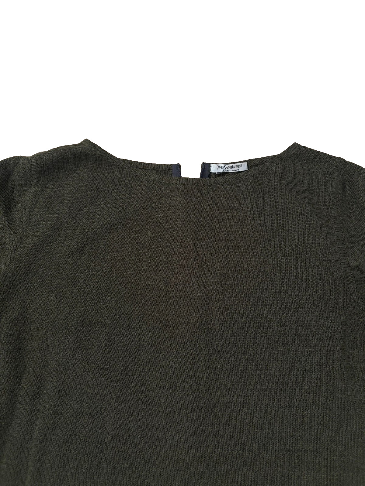 VTG YSL Yves Saint Laurent Olive Green Linen Silk Blend Lightweight Sweater