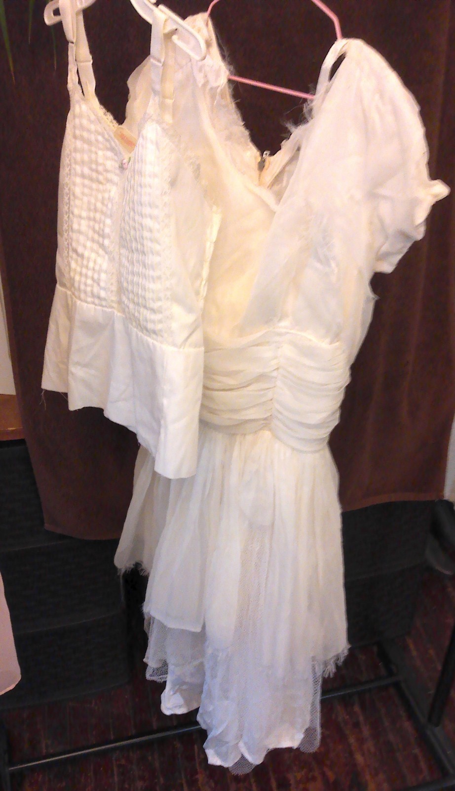 Vintage Tattered Party Dress White + Camisole 1950s-’60s Girls/Women’s Small