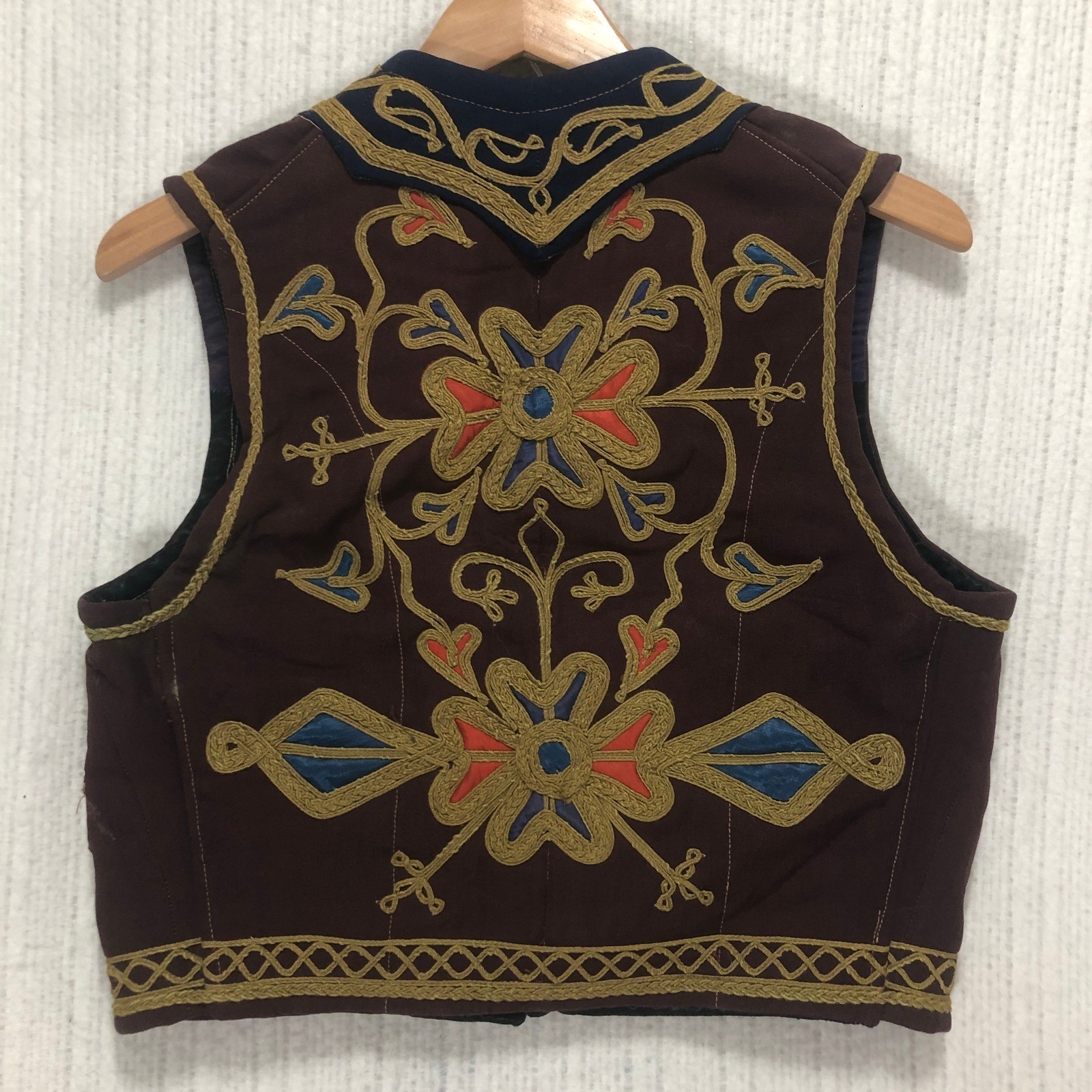 Vintage Embroidered Folk Vest Gold Braid Couching Balkan Greek Ottoman Waistcoat
