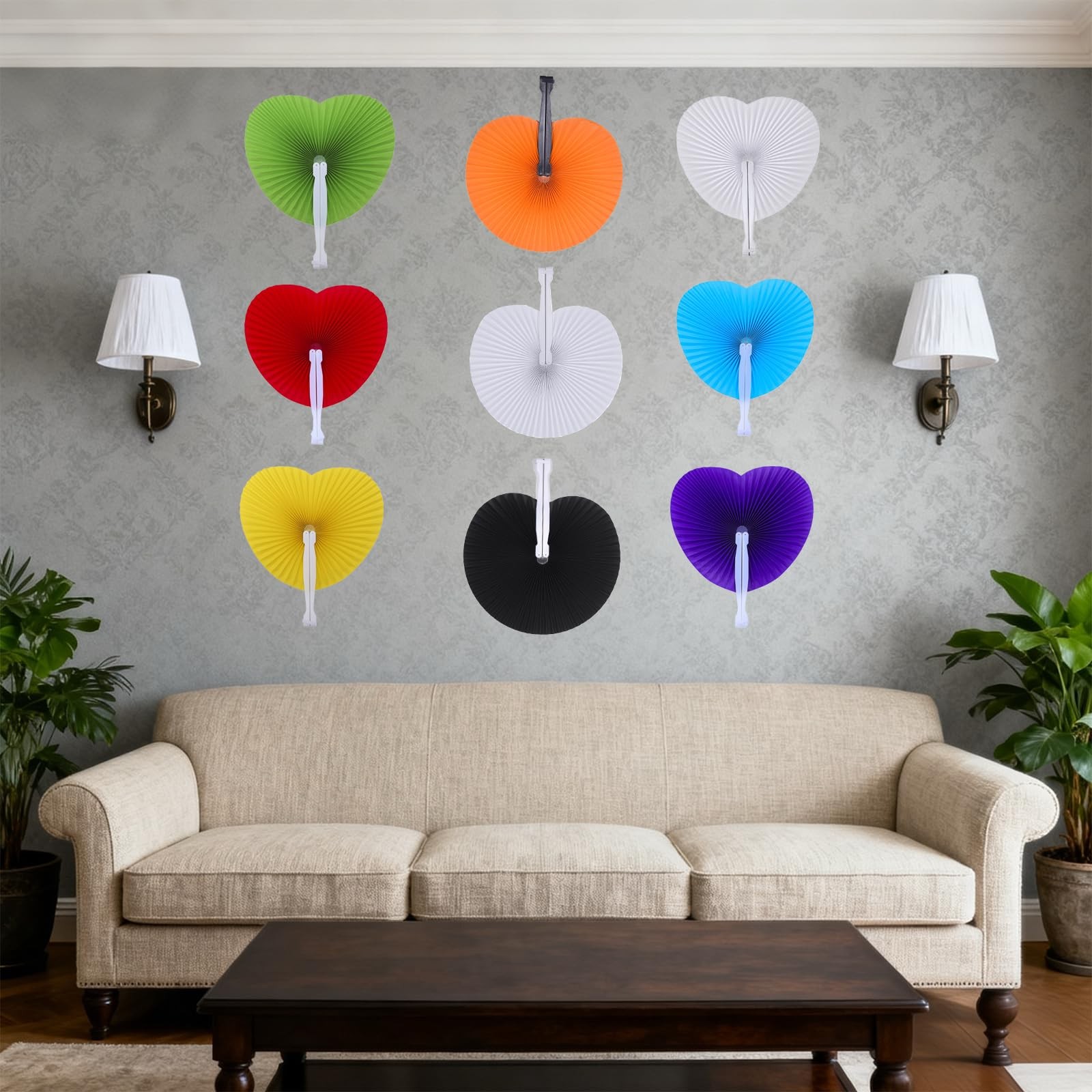 12 Pcs White Paper Fans,Foldable Handheld Fans Women,Round Wedding Decorative