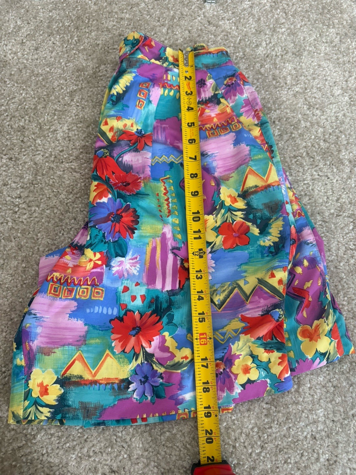 Vintage Men’s Pleated Shorts Vibrant Funky Colorful Floral Geometric Print 28