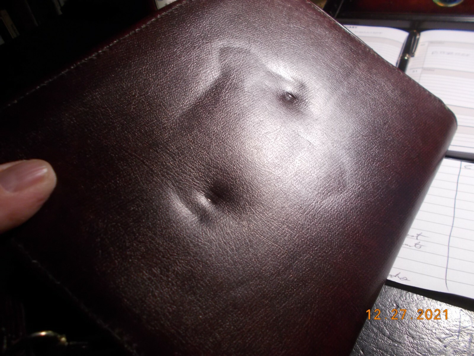 Unbranded Locking Clutch / Small Folio with 9 Compartments, Brown Leatherette
