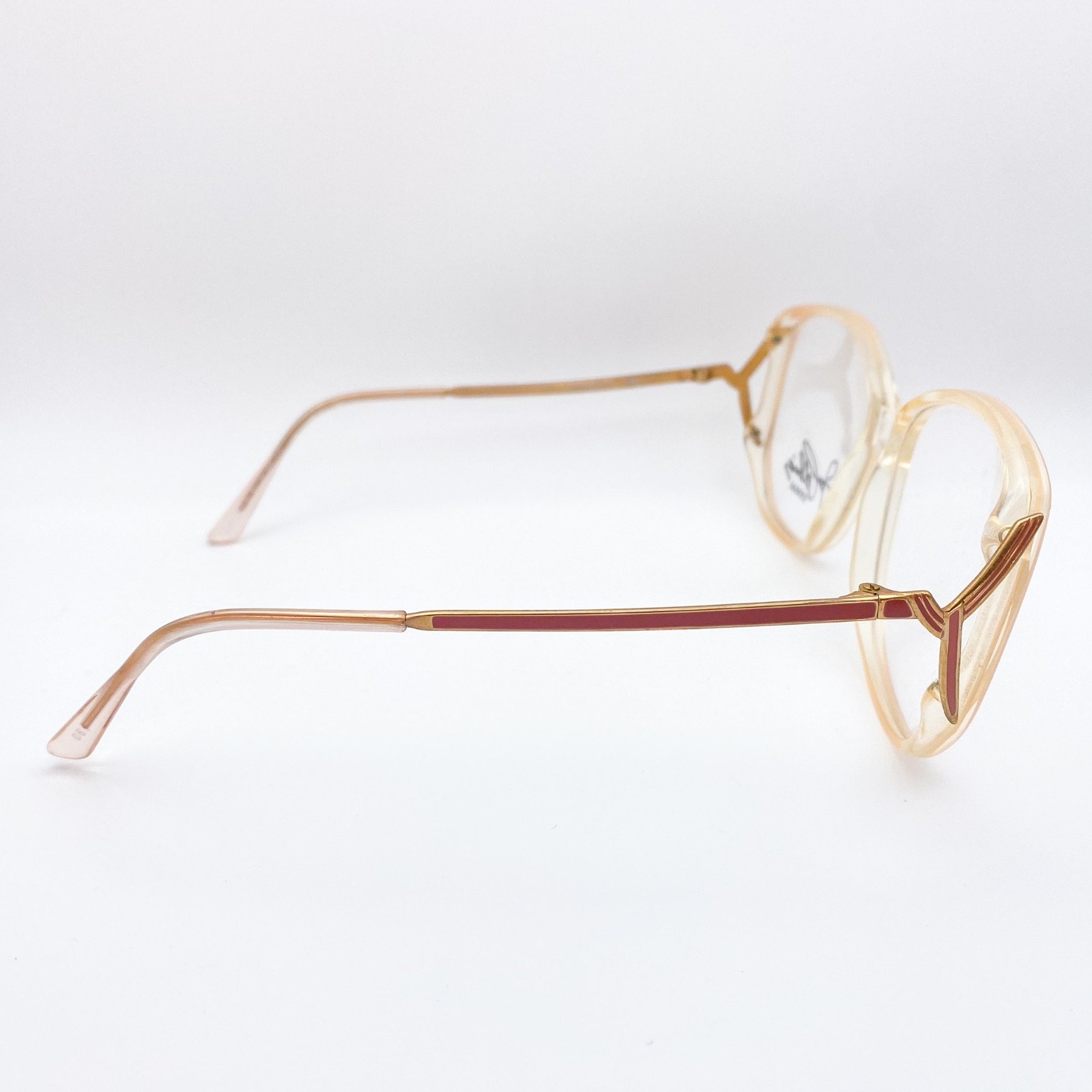1980s Vintage Joan Collins Translucent Peach Oversized Butterfly Eyeglasses NOS