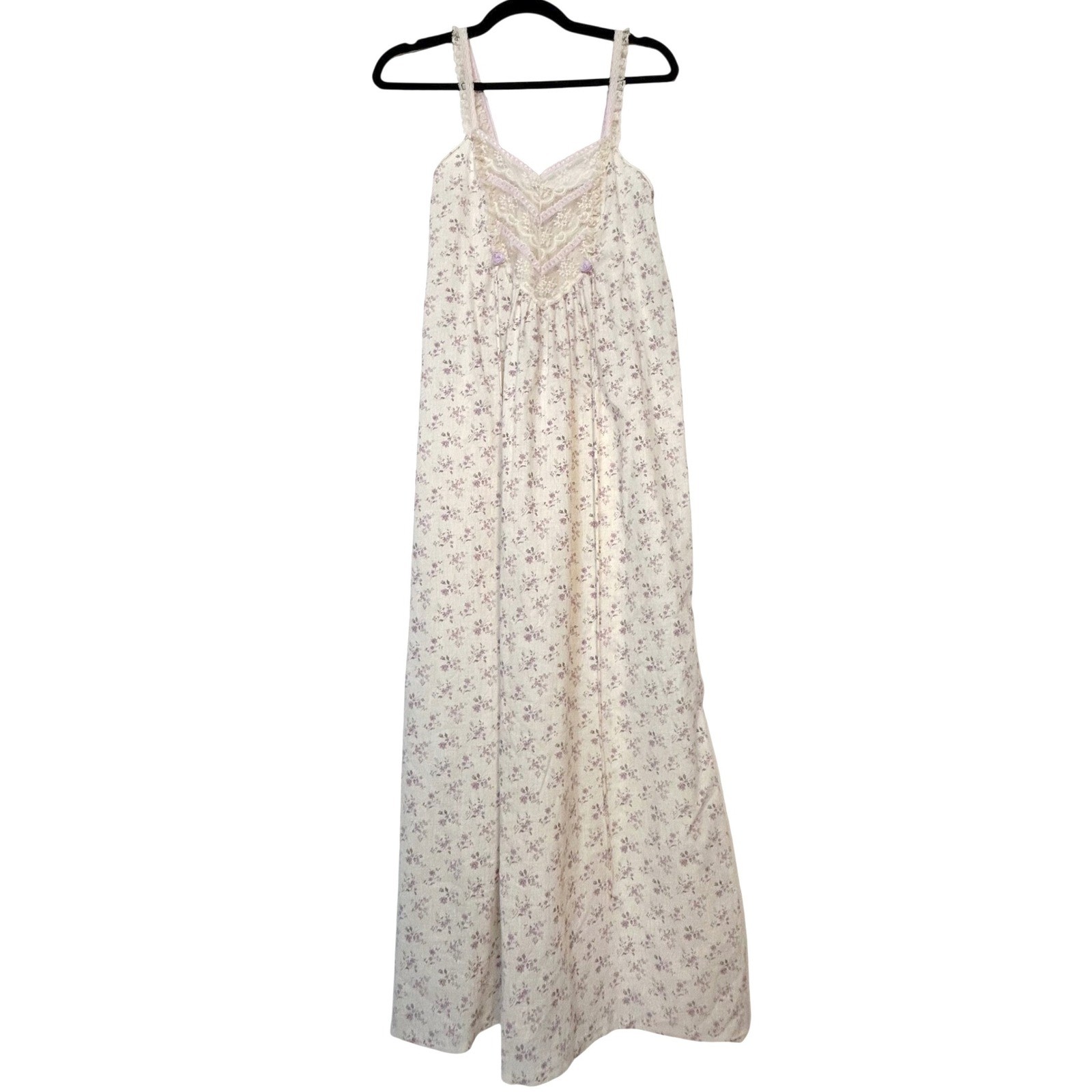 vintage donna richard gilligan o’malley lace floral nightie gown cottagecore