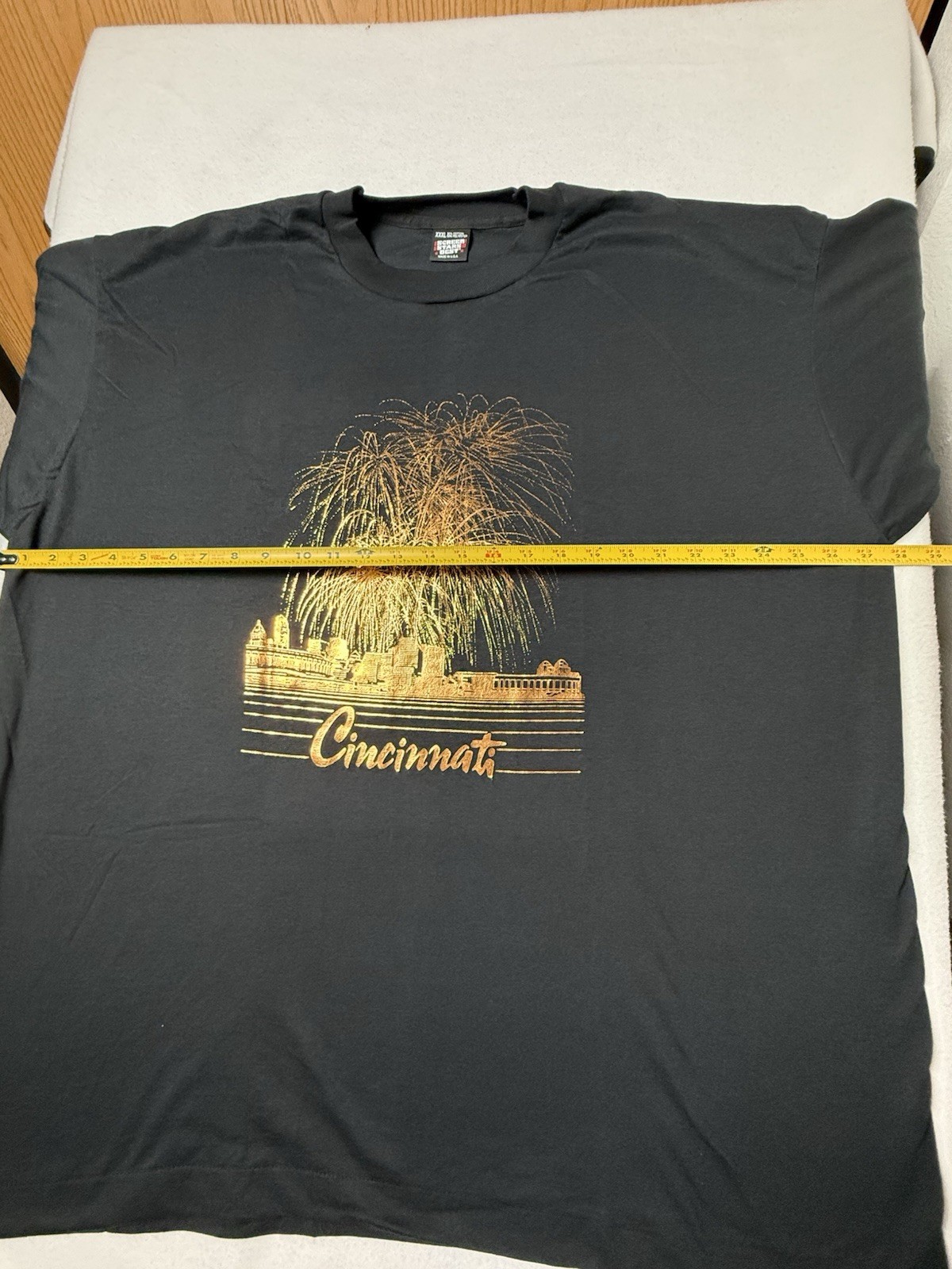 Vintage Screen Stars Best Cincinnati Fireworks T Shirt XXXL Black Gold Made USA