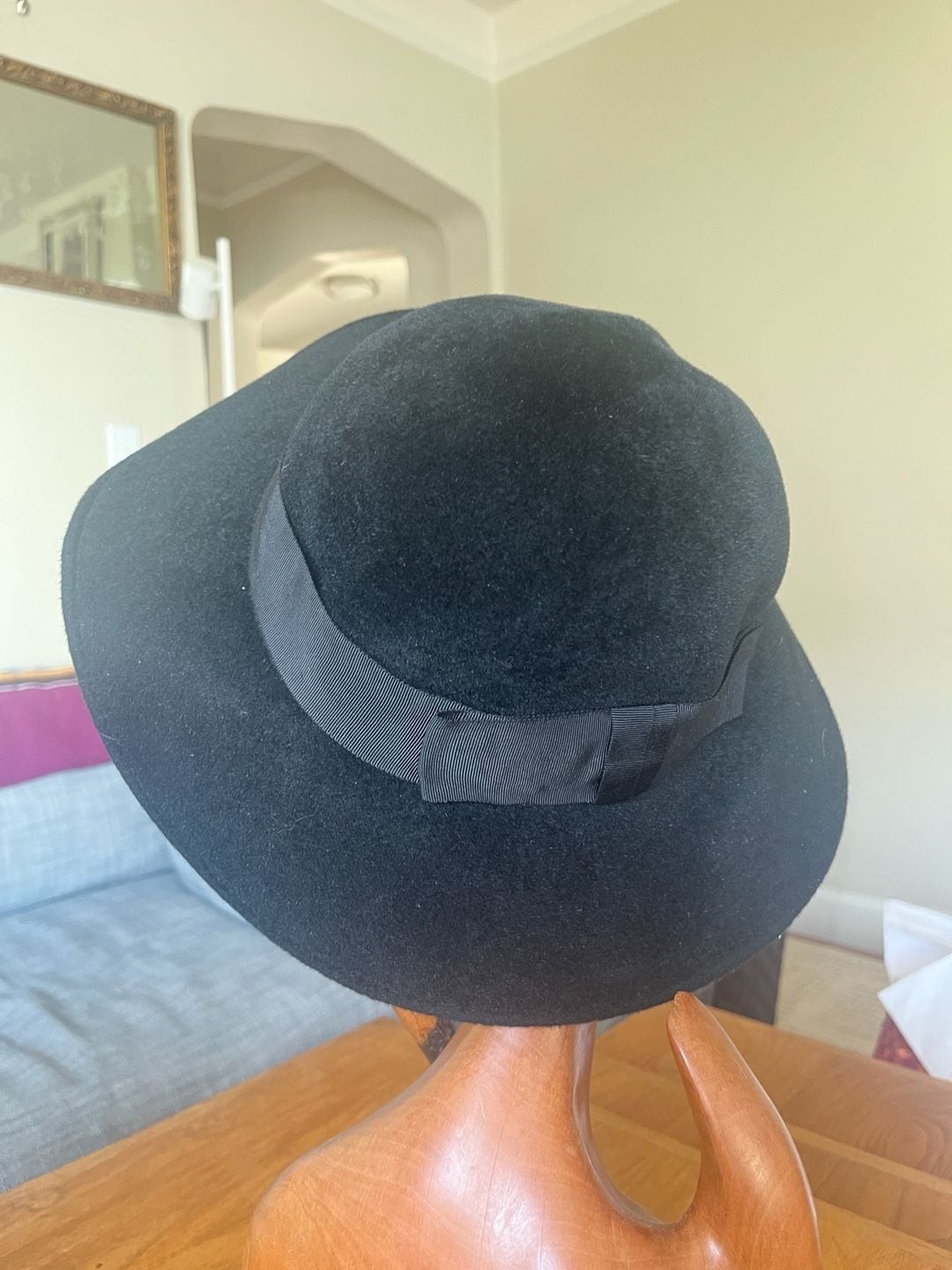 Strata of London Vintage Black 100% Rabbit/Hare Fur Wide Brim Hat