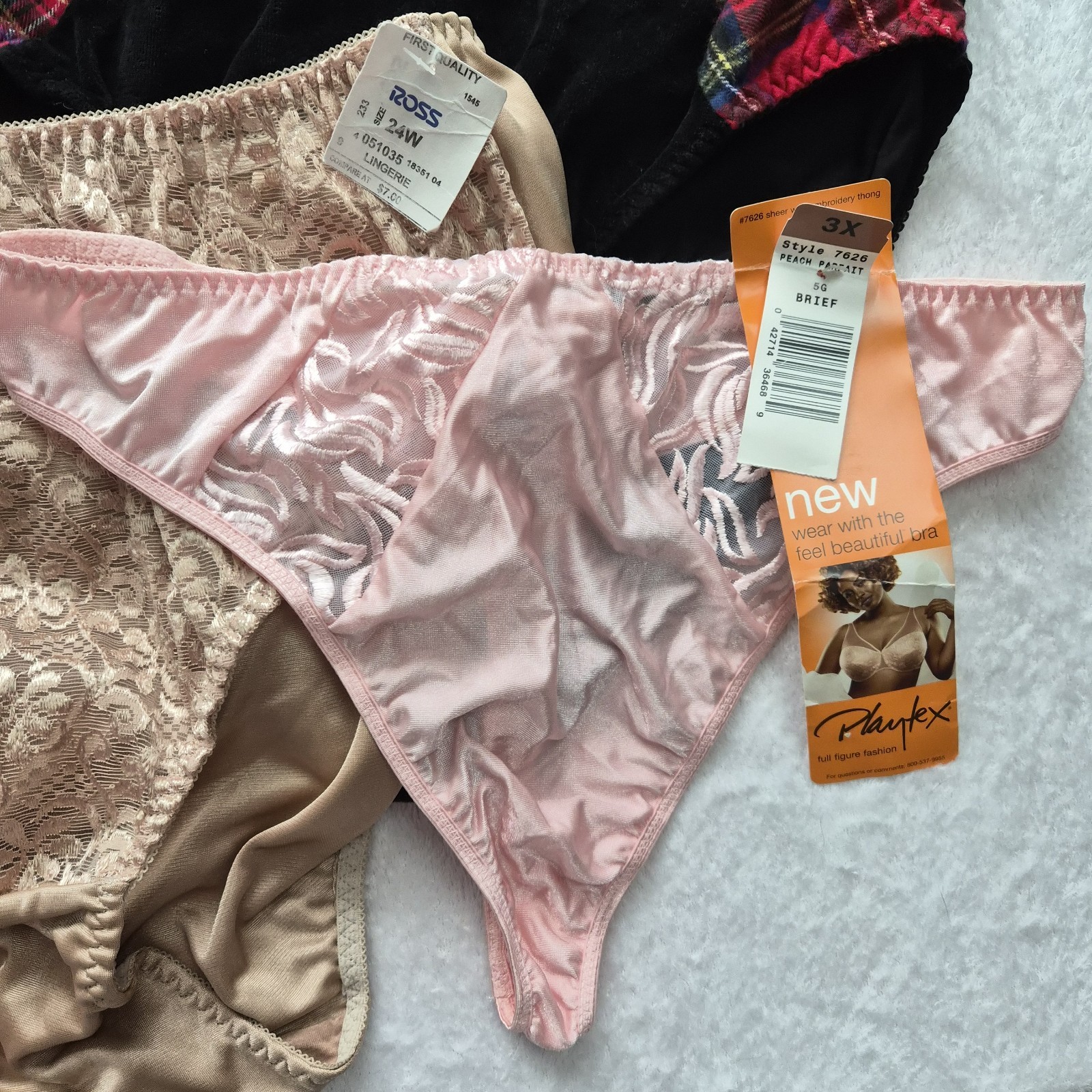 Huge Lot 3X Vintage Plus Size Panties 22/24 Satin Thong Bikini Brief Underwear