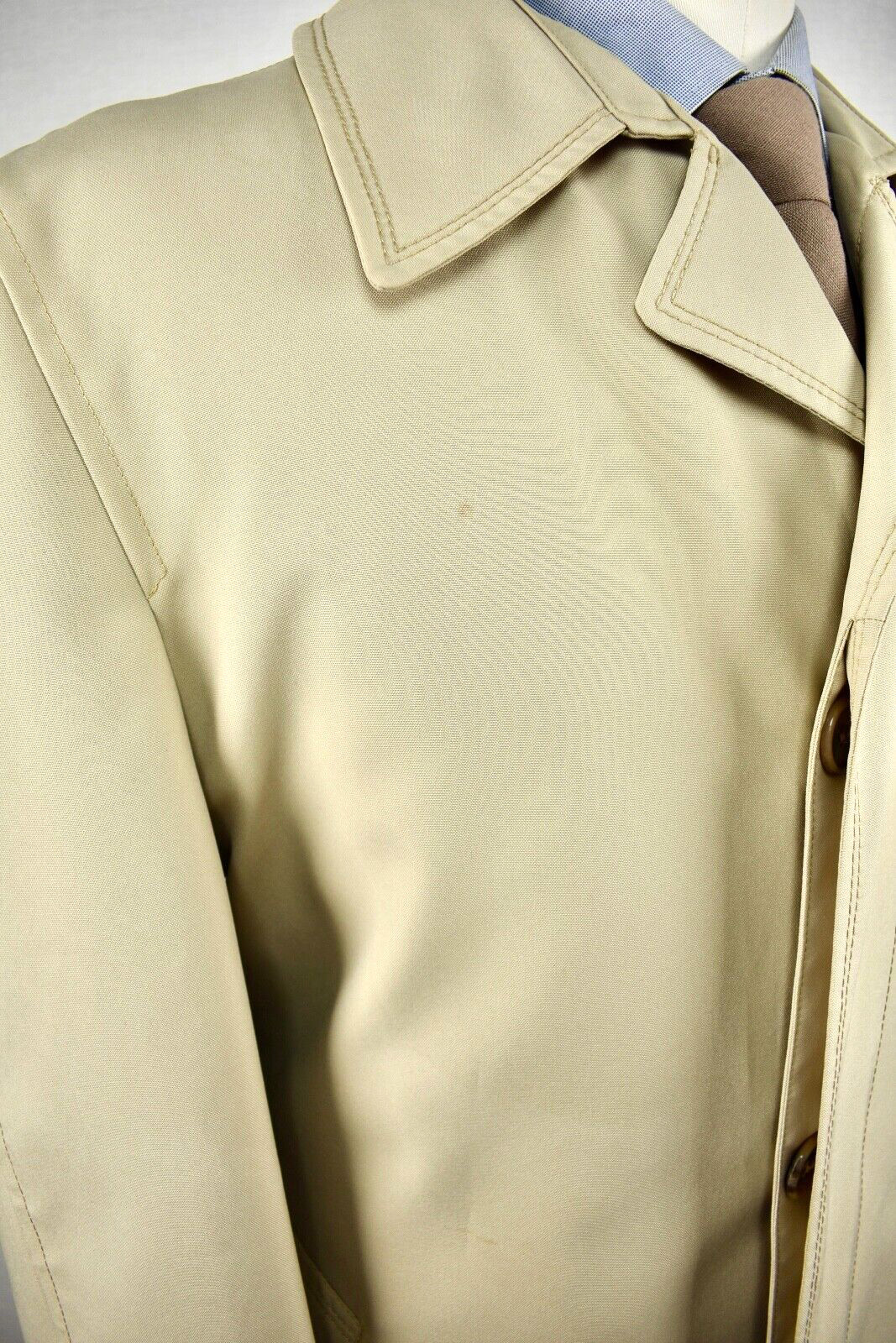 1970’s Gleneagles Solid Light Tan Polyester Four Button Trench Coat Size: 42L